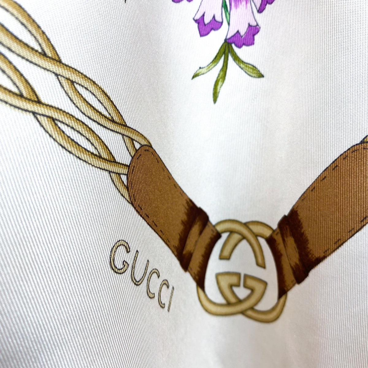 Large Gucci Floral Vintage Silk Scarf