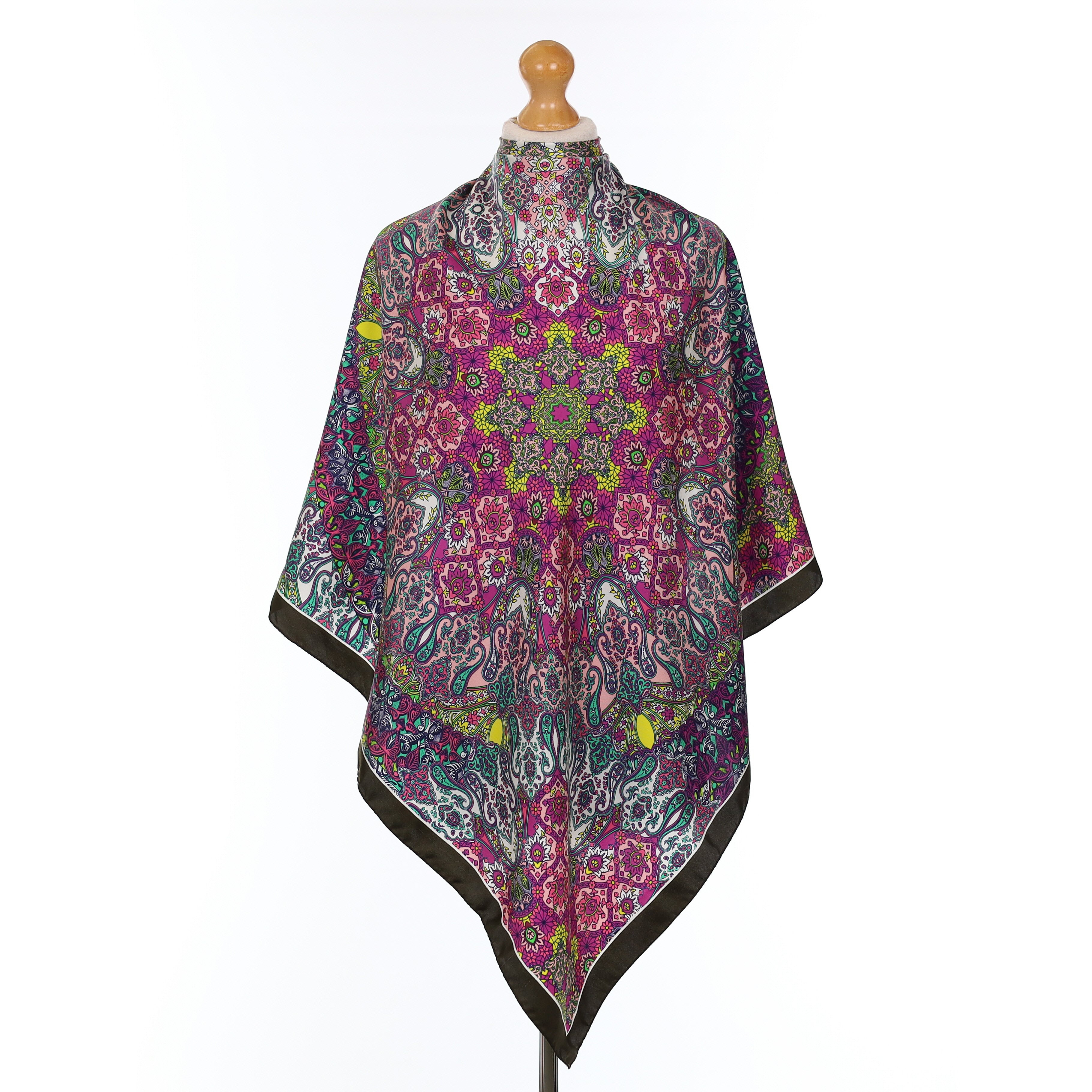 Bright Paisley Design Silk Scarf