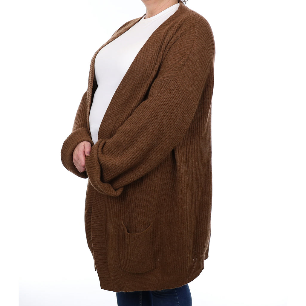 Nap Brown Chunky Ribbed Cashmere Loungewear Cardigan Extra Large