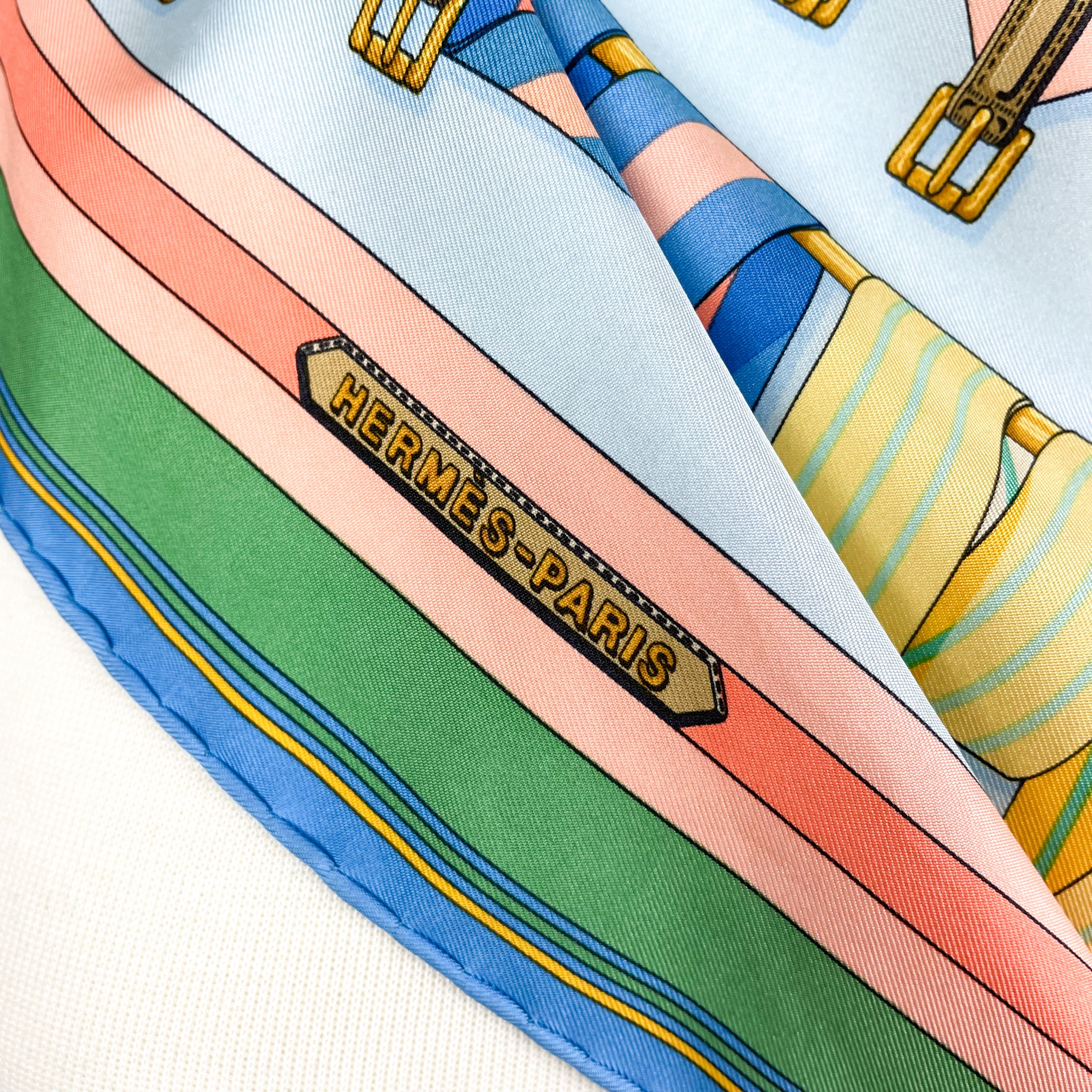 Hermes Carre Sangles Belt Design 45 cm Silk Scarf