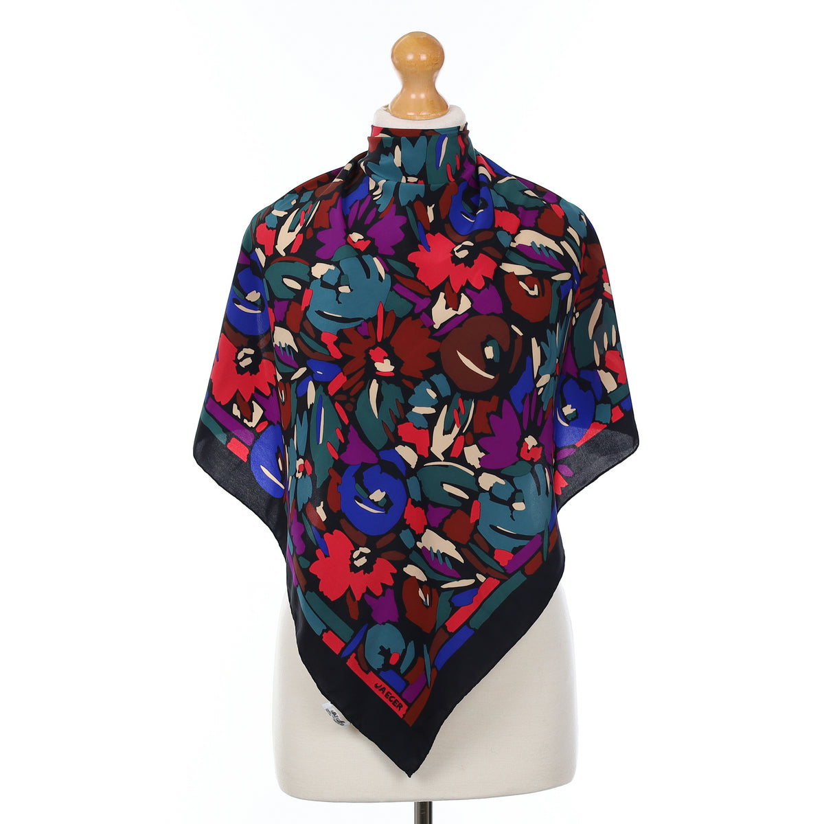 Jaeger Colourful Contemporary Floral Vintage Silk Scarf