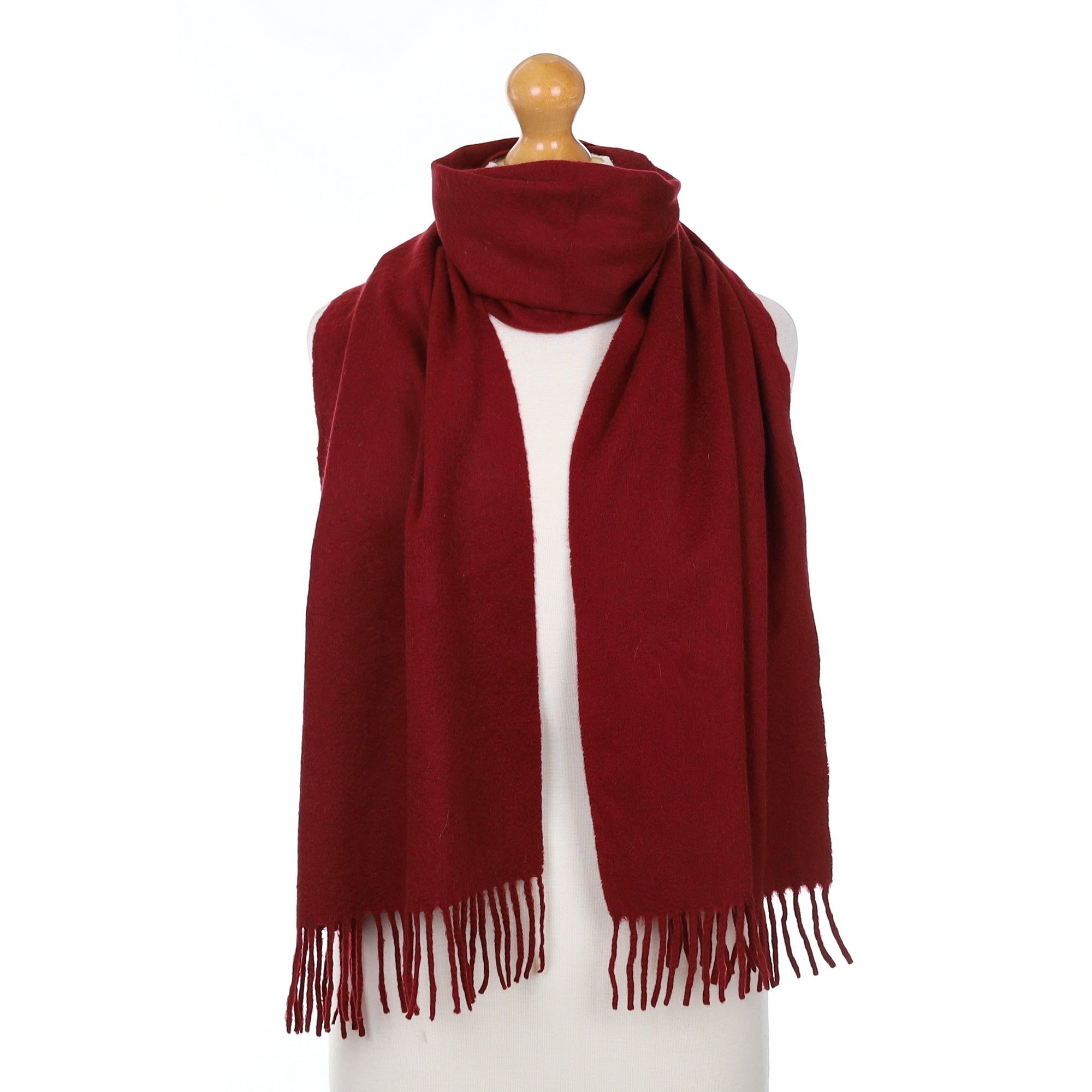 Burgundy Red Cashmere Woven Scarf