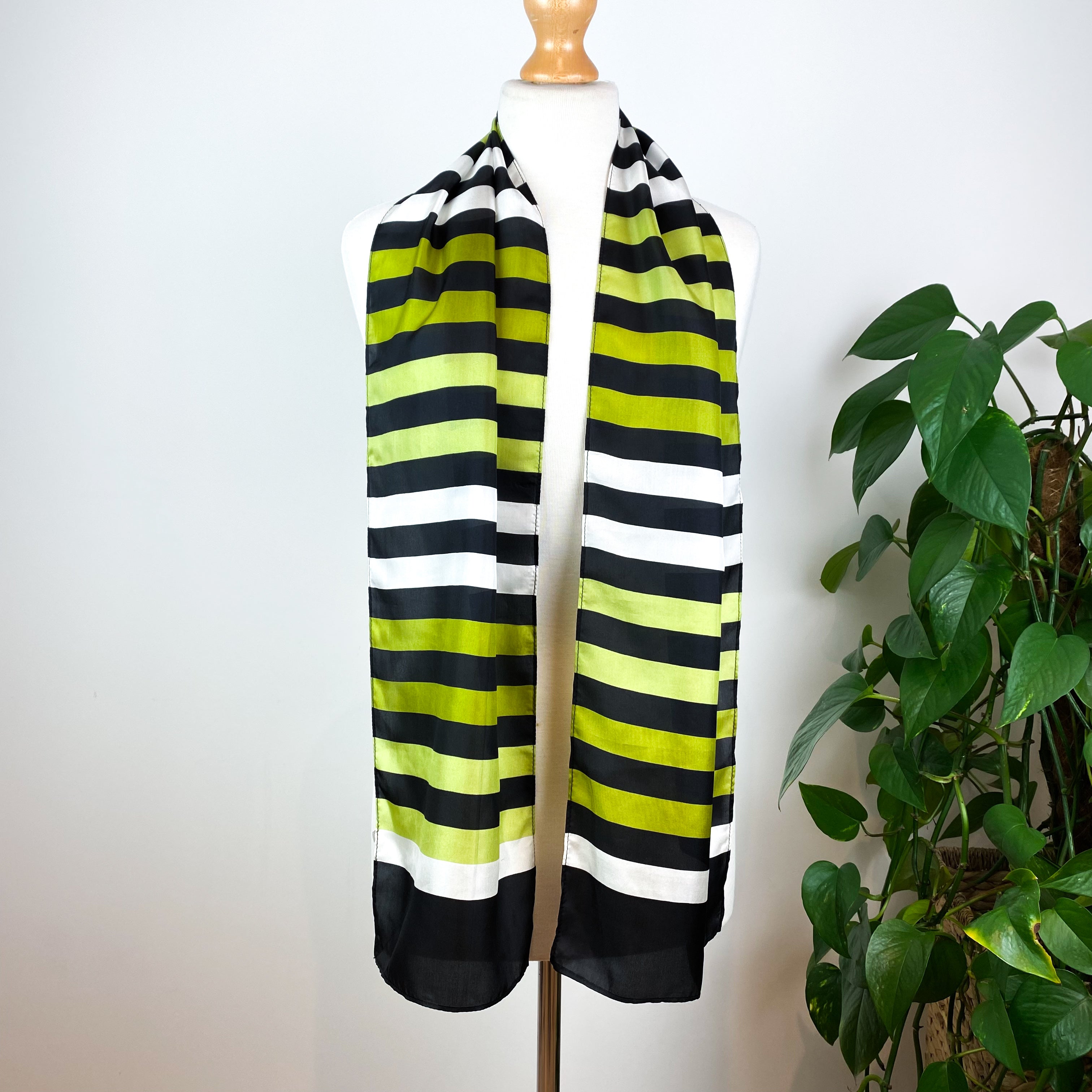 Lightweight Long Striped Silk Scarf