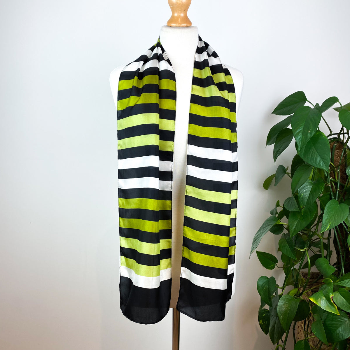 Lightweight Long Striped Silk Scarf