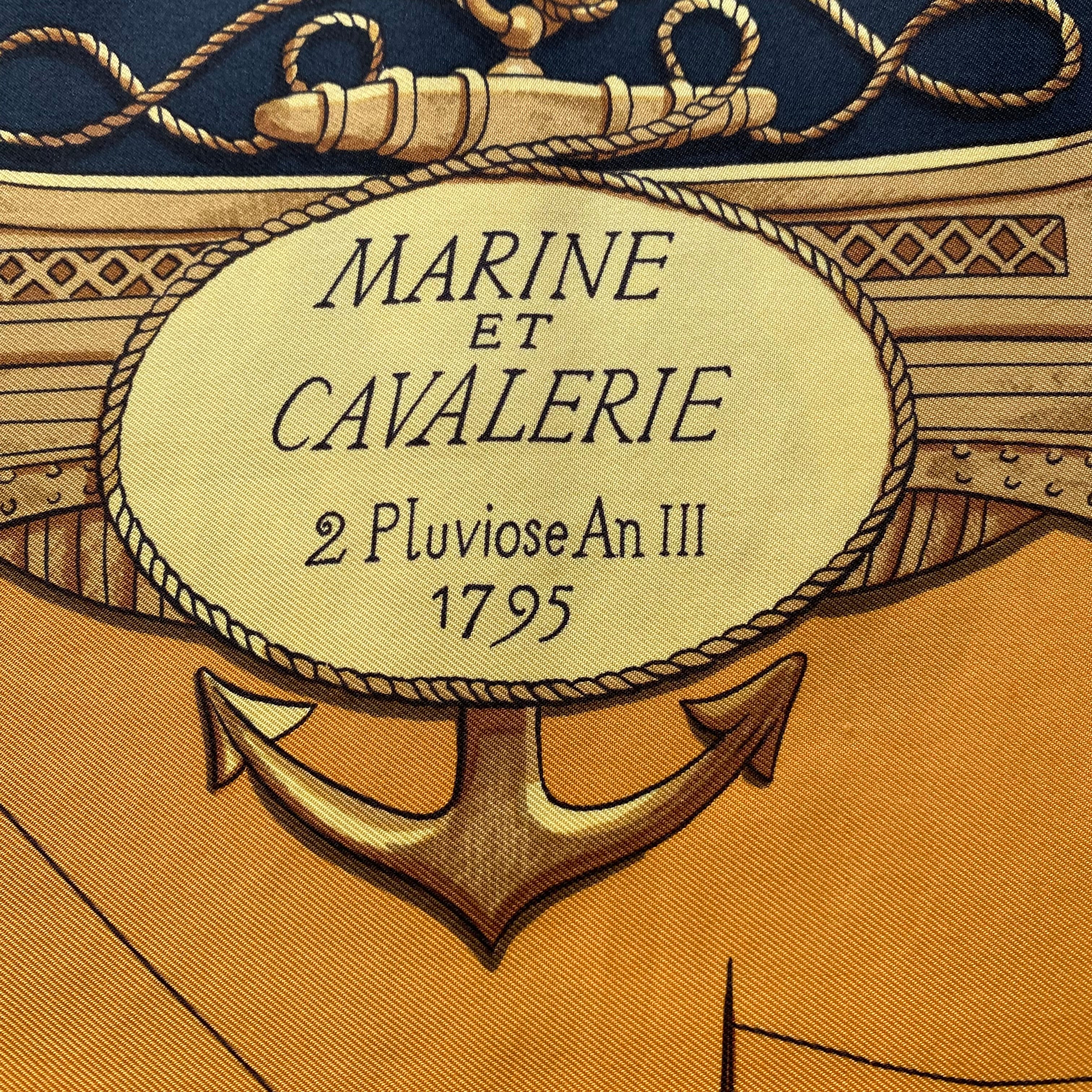 Hermès Marine et Cavalerie Silk Scarf