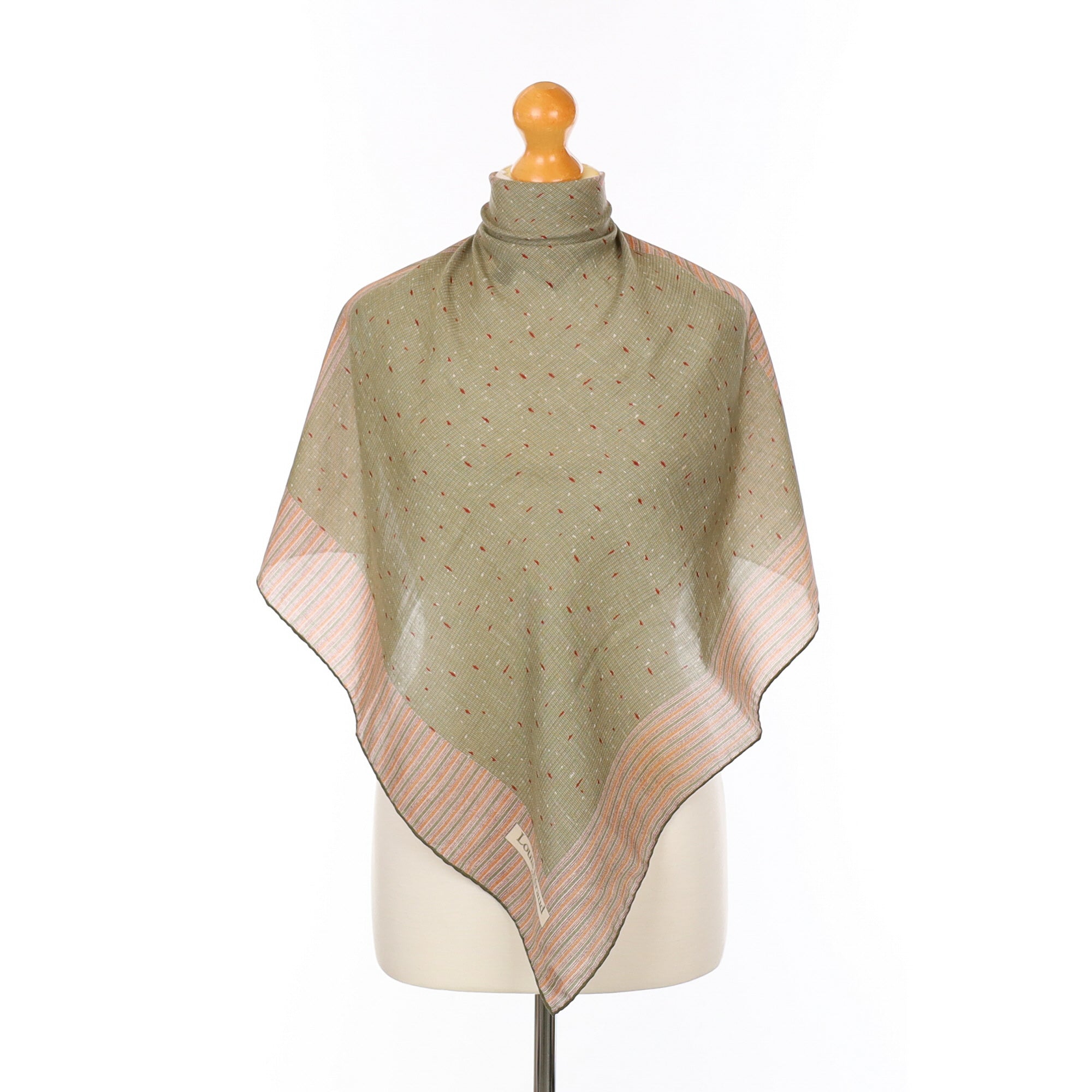 Louis Féraud Green, Orange and Purple Vintage Silk Scarf