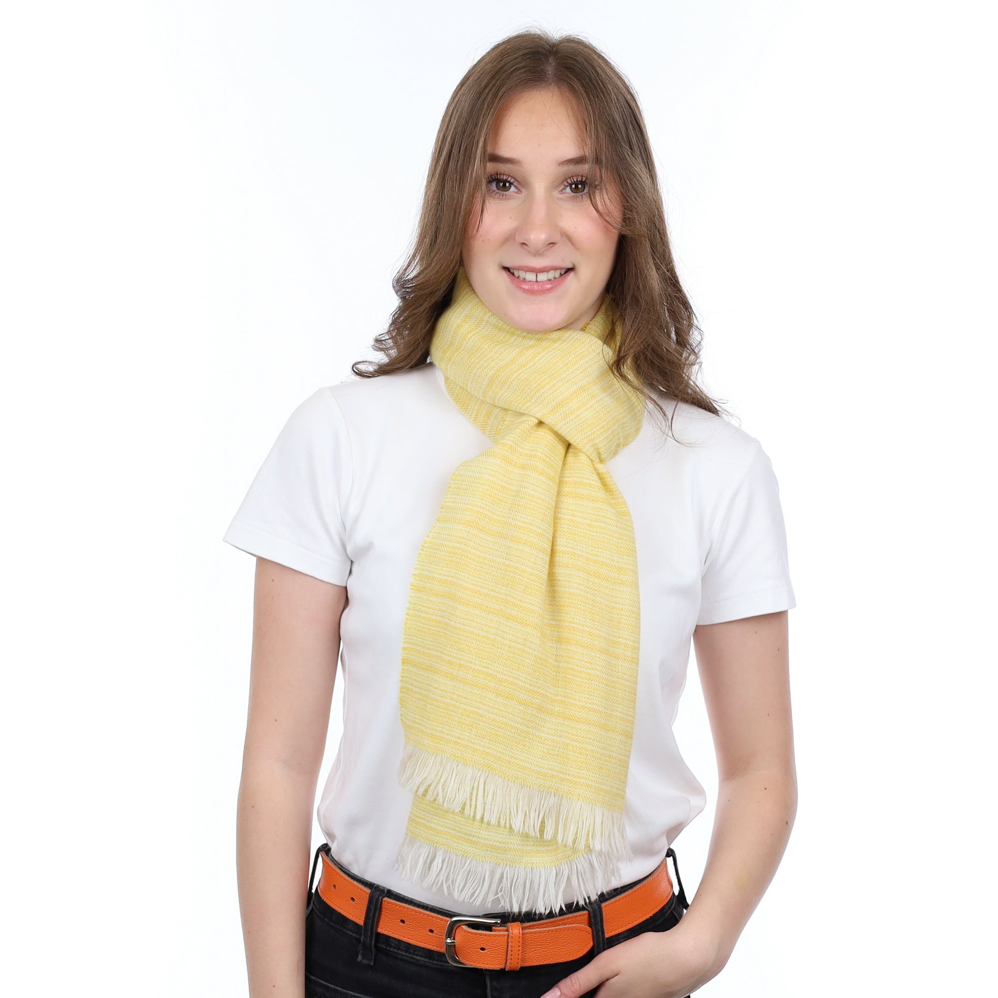 Brand New British Sunflower & Ivory Luxury Woven Cashmere Mini Wrap