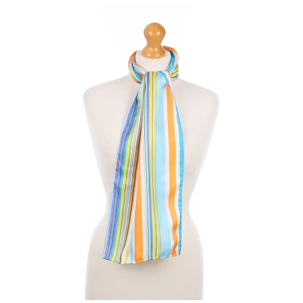 Candy Striped Long Silk Scarf
