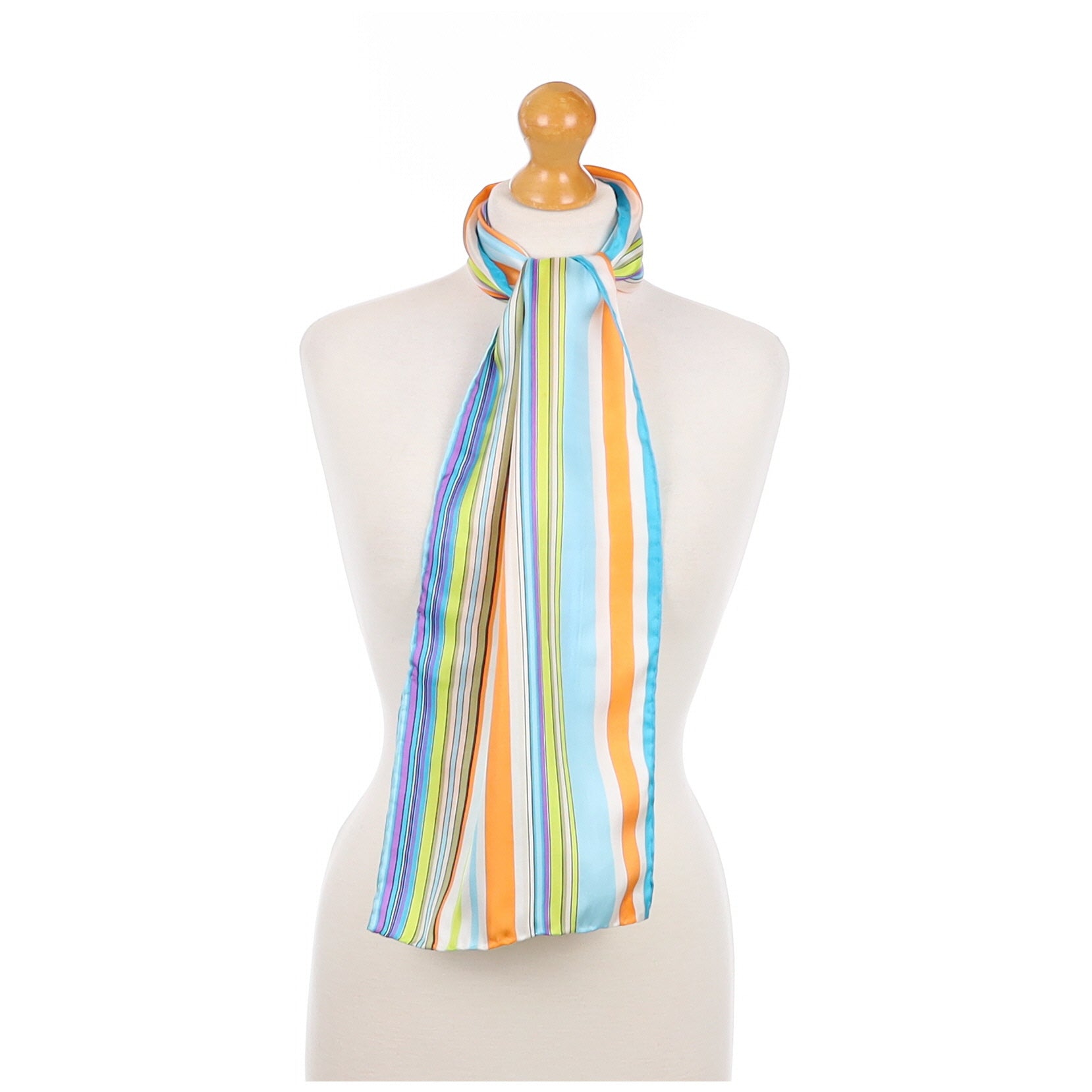 Candy Striped Long Silk Scarf