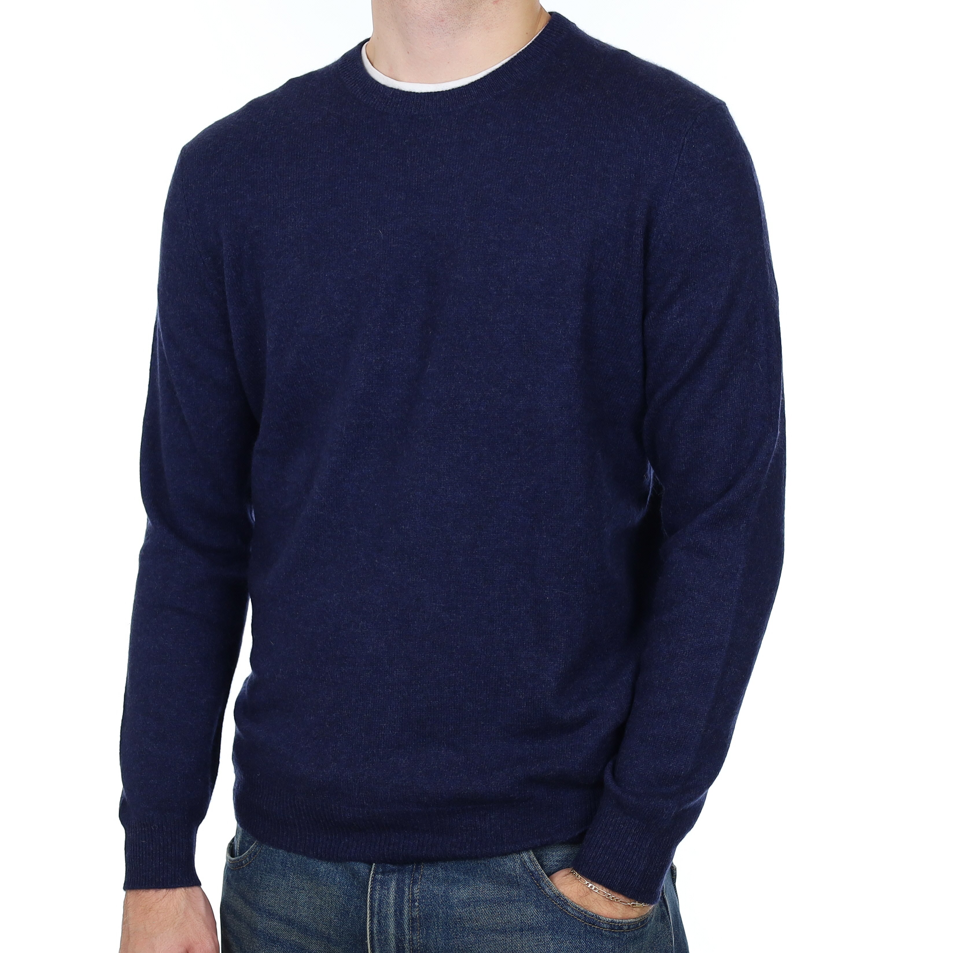 Men’s Midnight Blue Cashmere Crew Neck Jumper Large