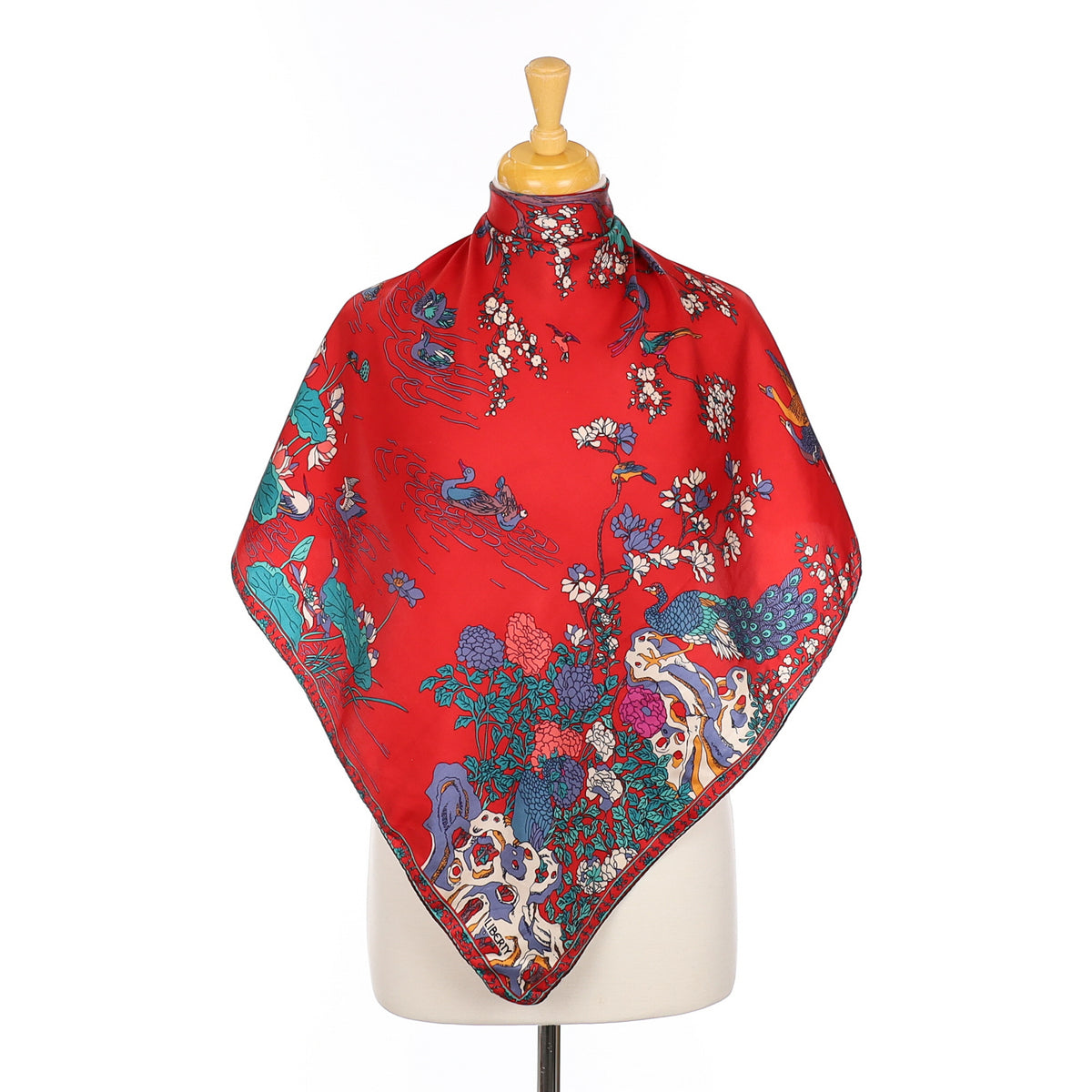 Liberty Red Bird Design Vintage Silk Scarf
