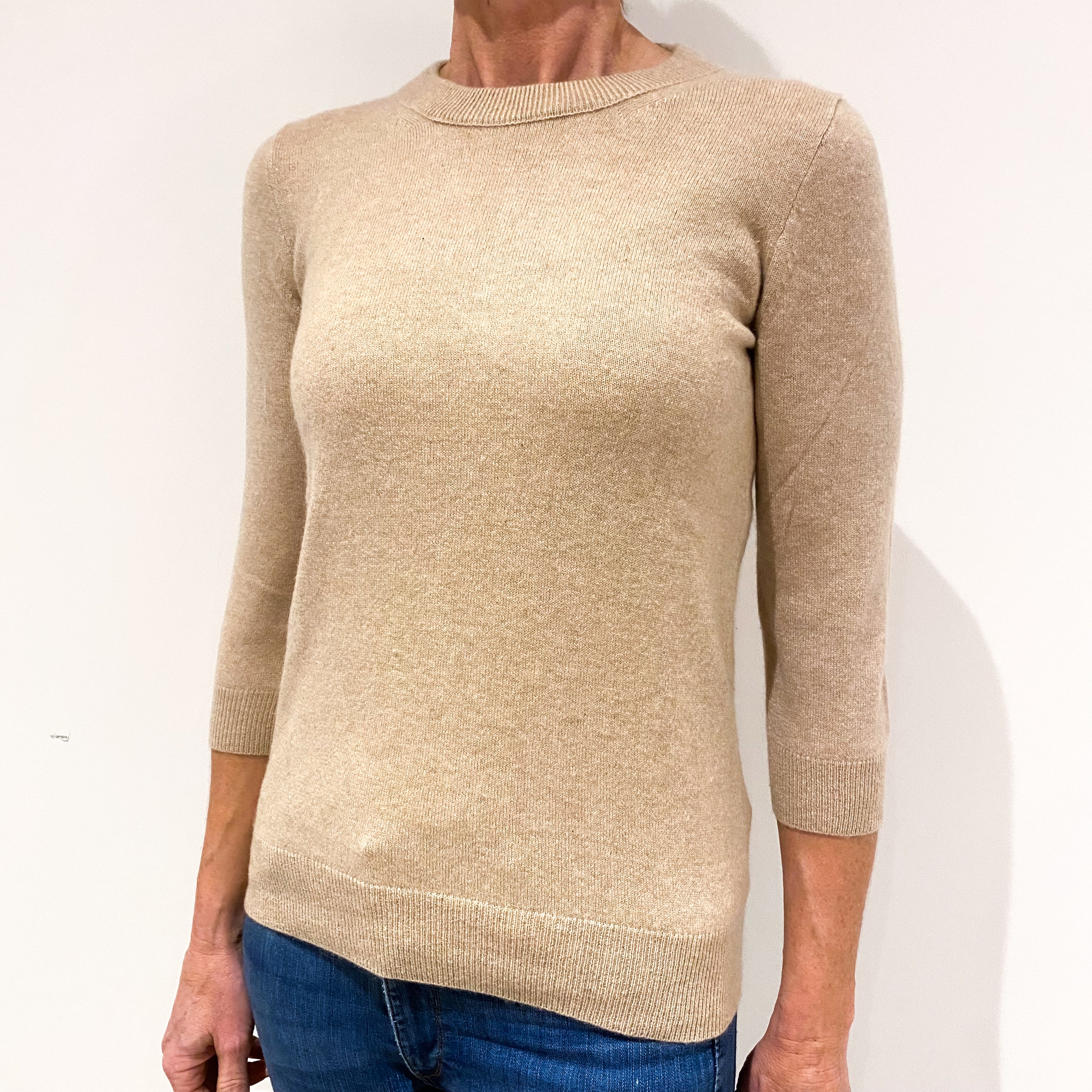Fudge Brown Cashmere Crew Neck Jumper Small