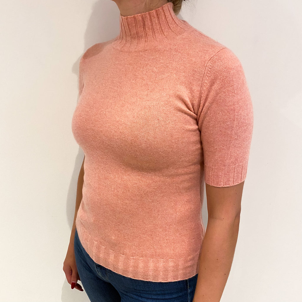 Pale Coral Cashmere Turtle Neck Jumper Small
