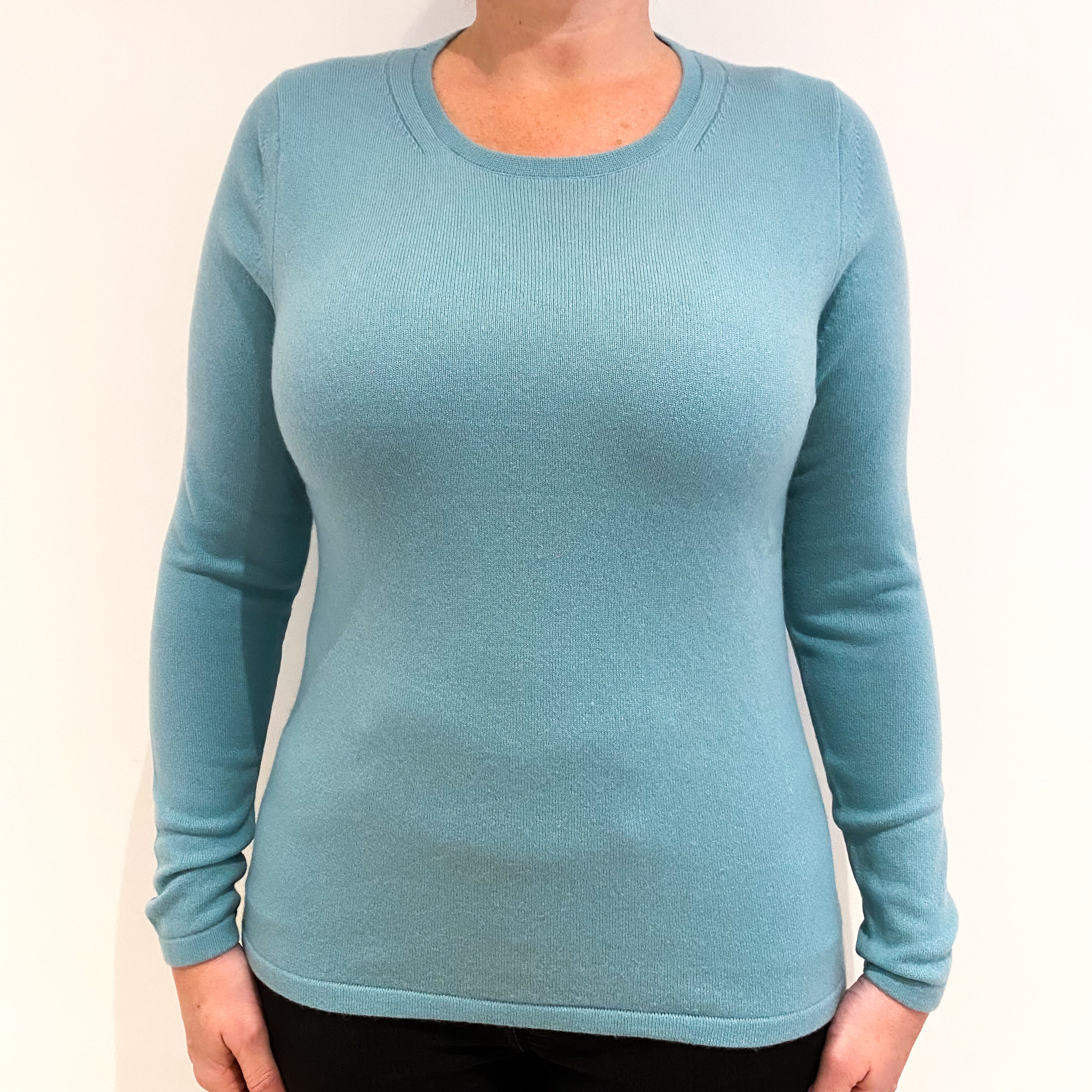 Sea Foam Green Cashmere Crew Neck Jumper Large
