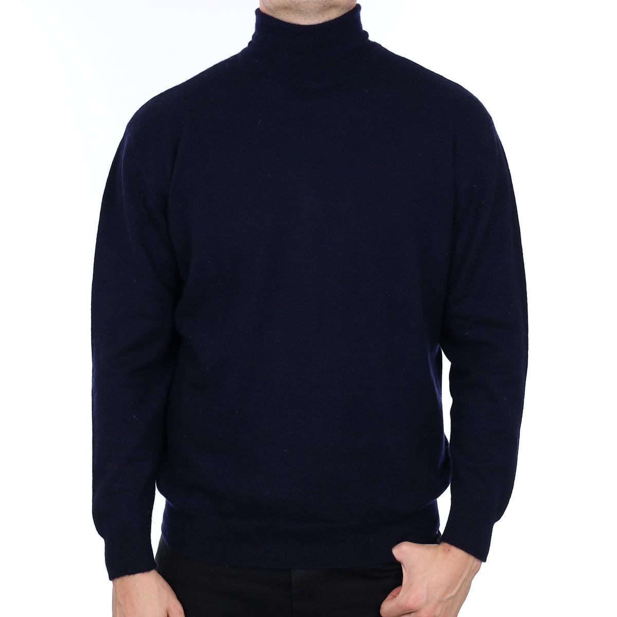 Men’s Navy Blue Cashmere Polo Neck Jumper XL