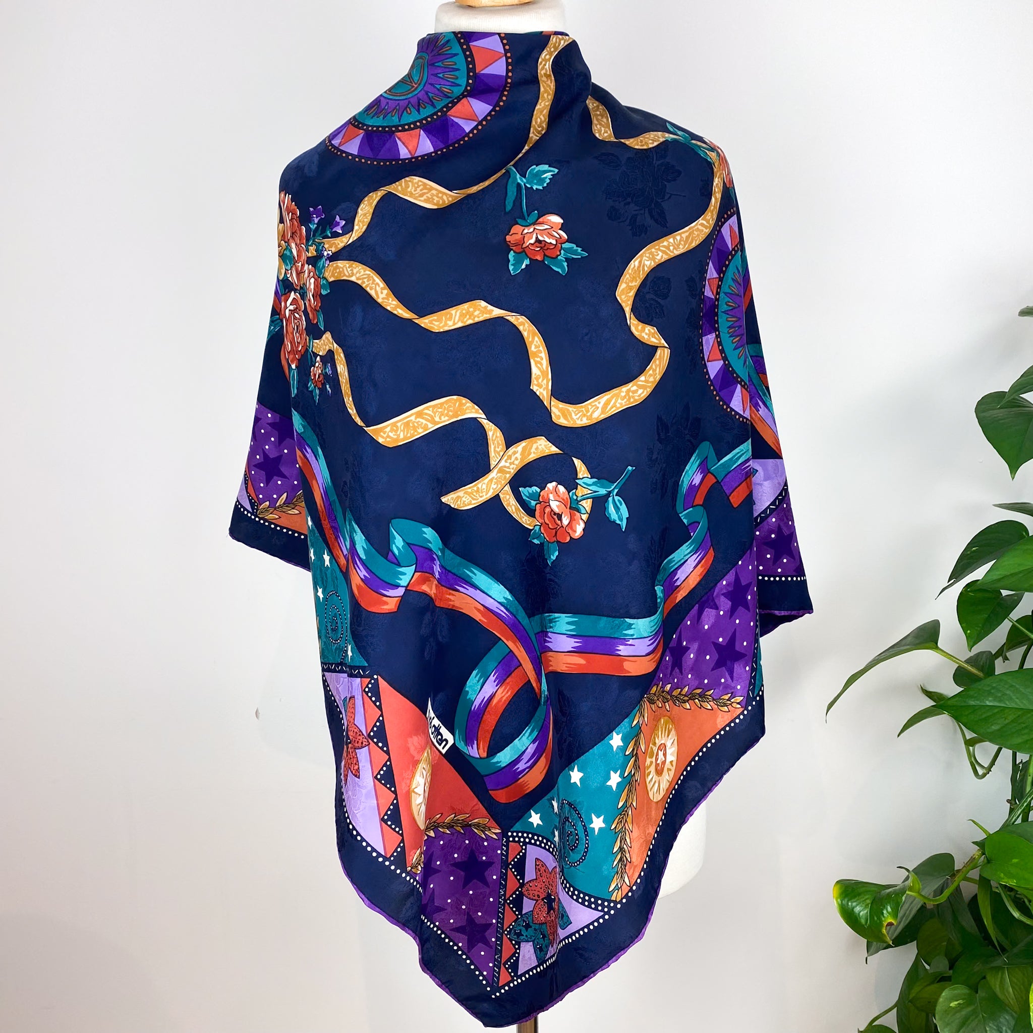 Large Josef Otten Colourful Vintage Silk Scarf