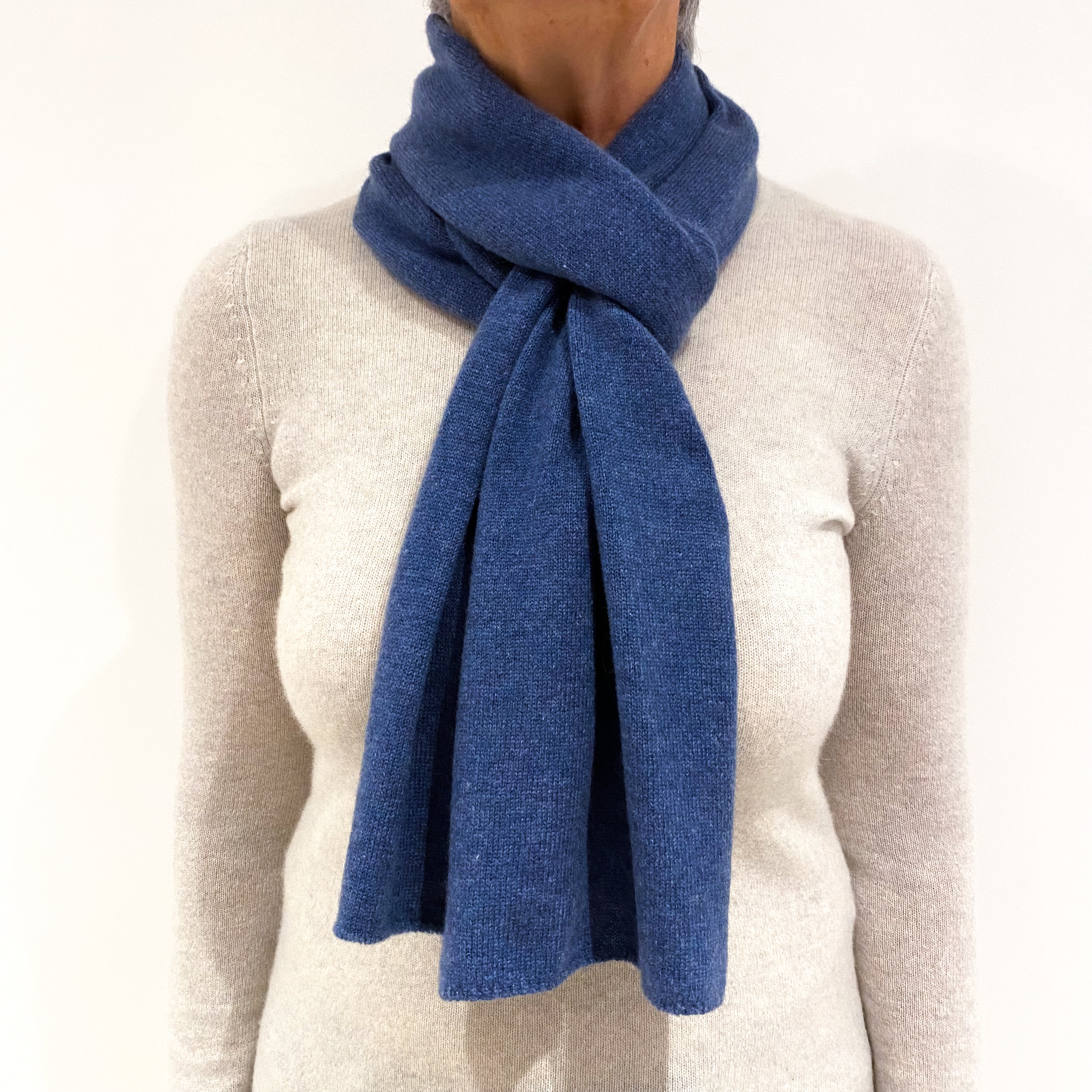 Denim Blue Brand New Scottish Cashmere Scarf