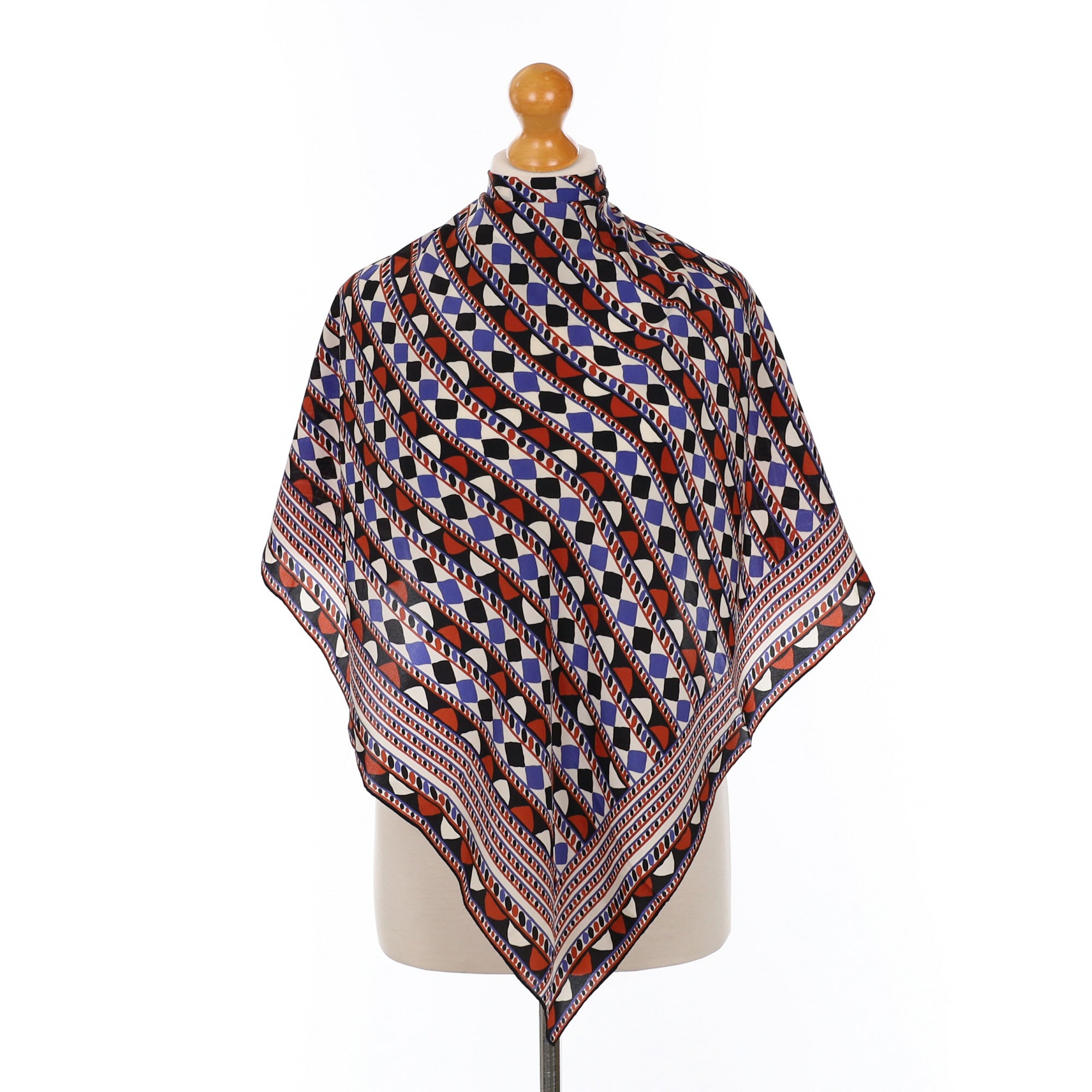 Abstract Black Blue & Brown Silk Scarf