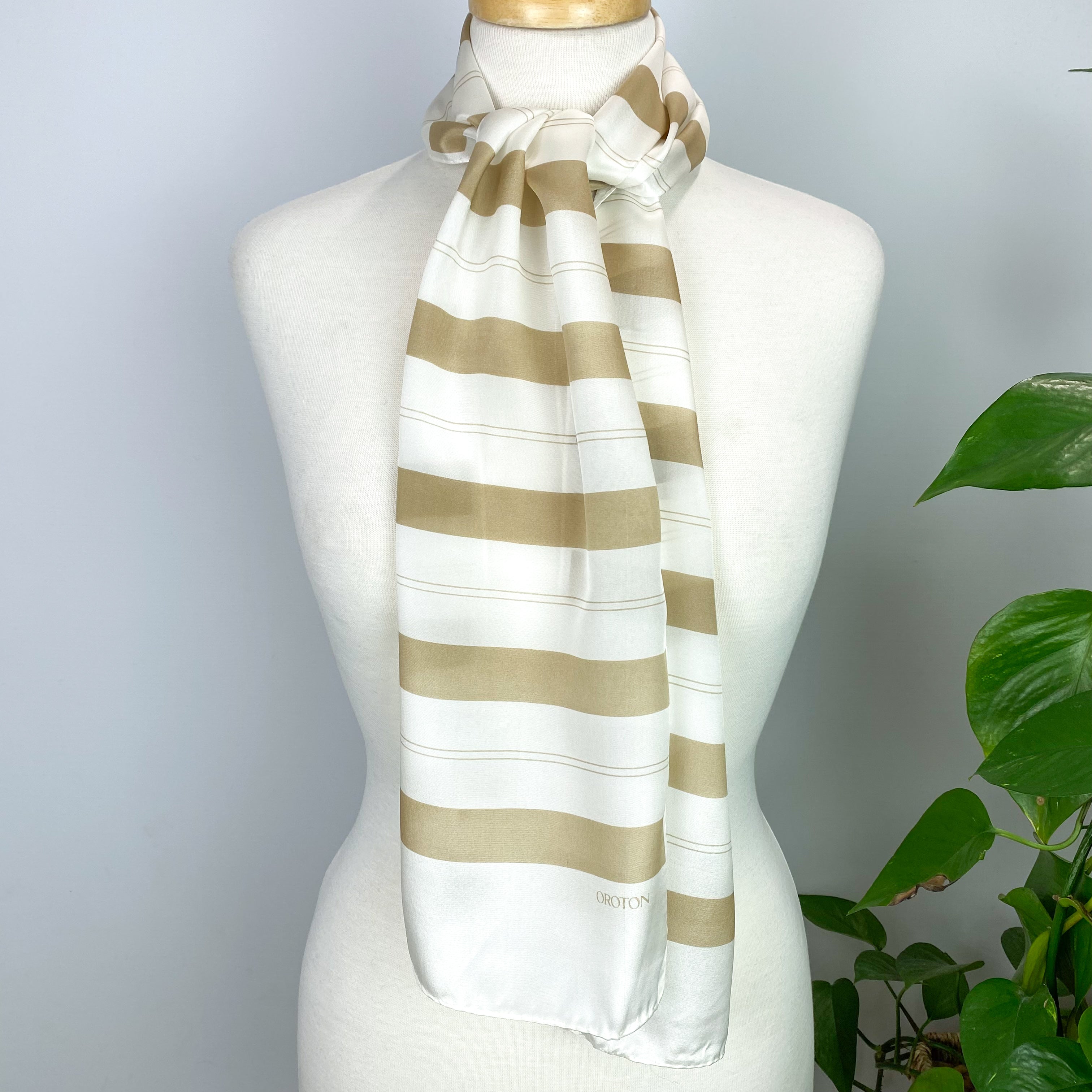 Brand New Oroton Striped Long Silk Scarf