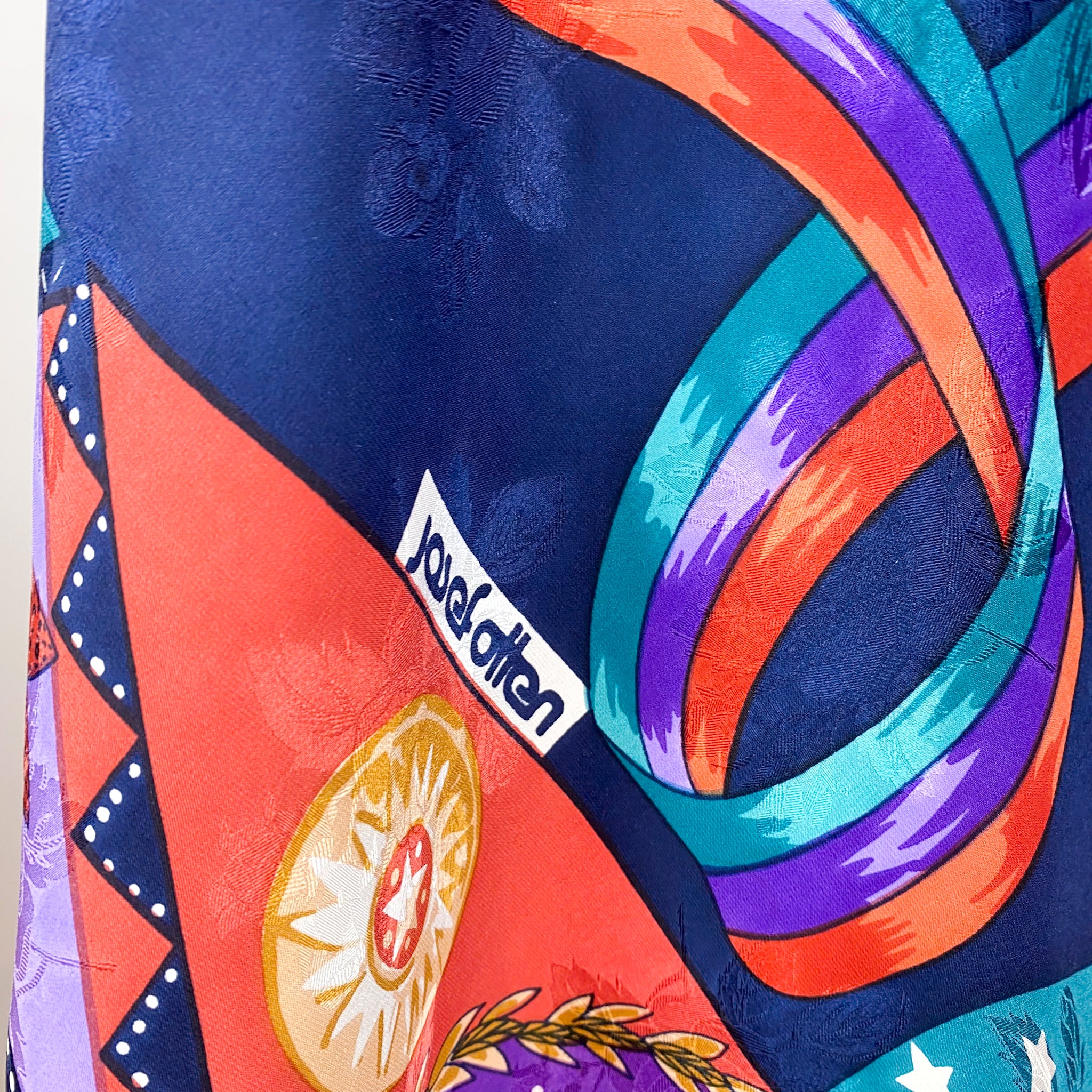 Large Josef Otten Colourful Vintage Silk Scarf