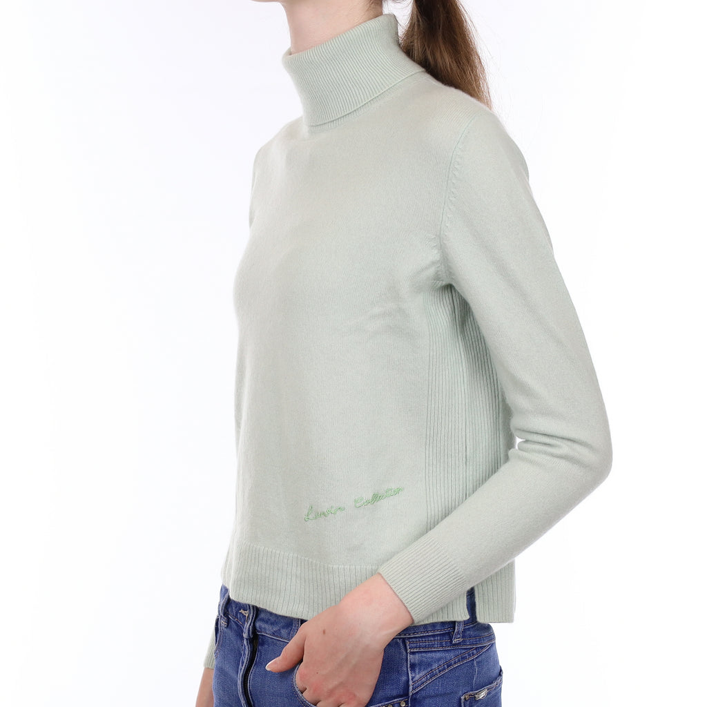 Lanvin Collection Mint Green Cashmere Polo Neck Jumper Extra Small