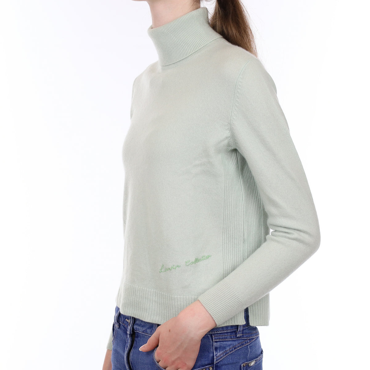 Lanvin Collection Mint Green Cashmere Polo Neck Jumper Extra Small