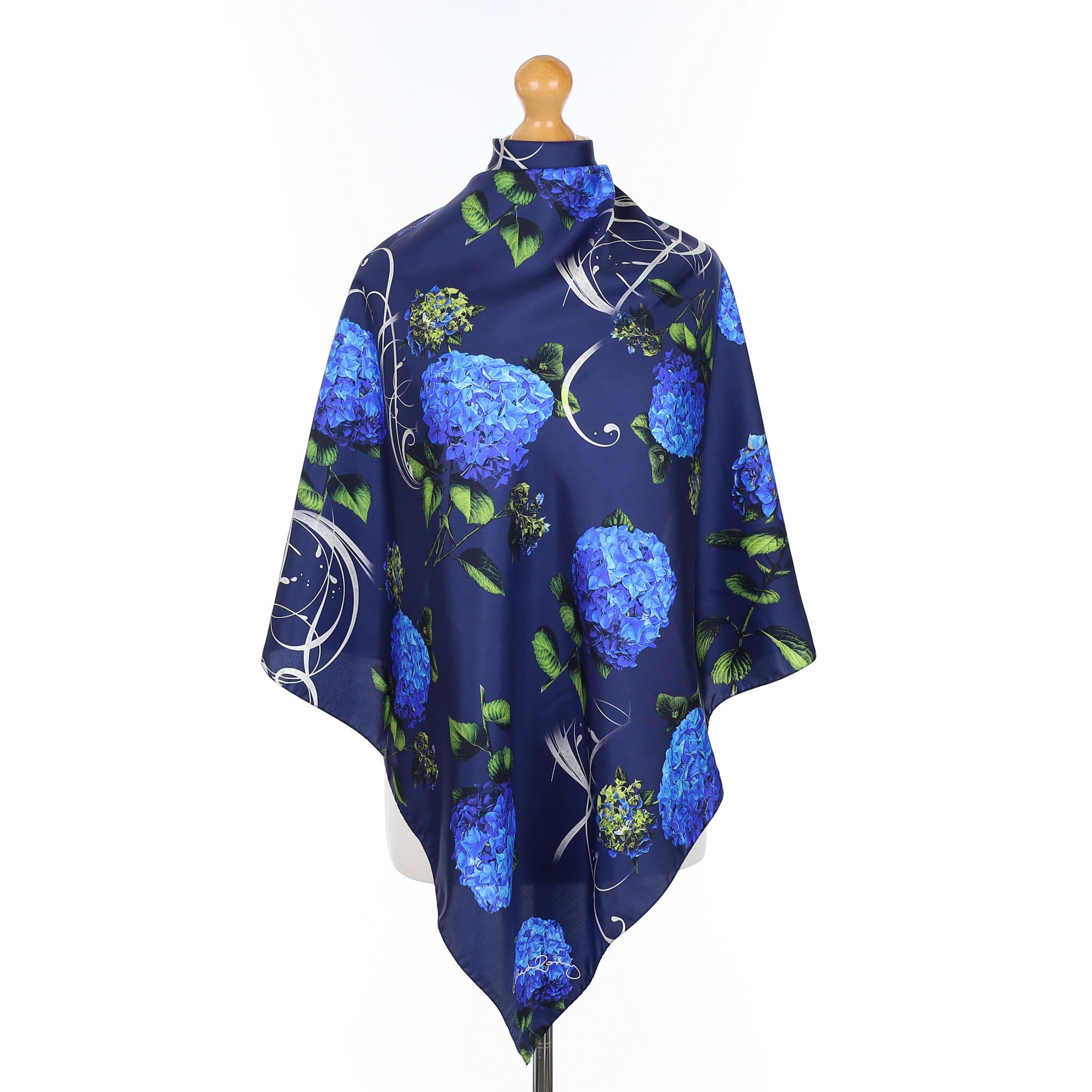Clelia & Romy Blue Hydrangea Silk Scarf