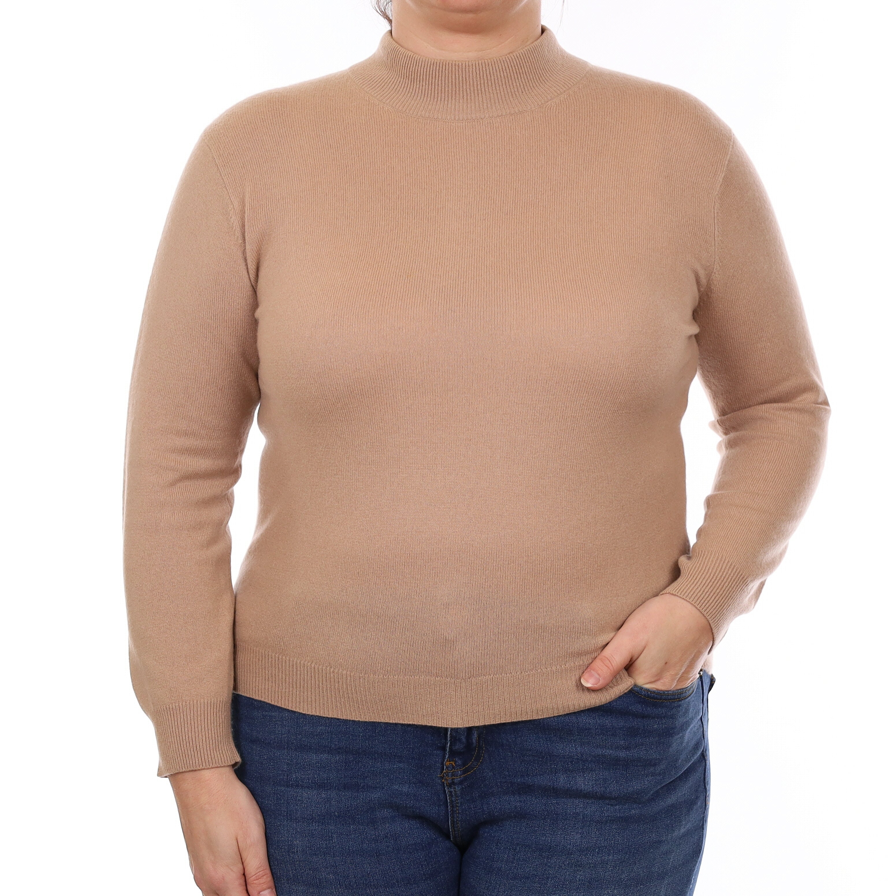 Caramel Brown Cashmere Turtle Neck Jumper Large