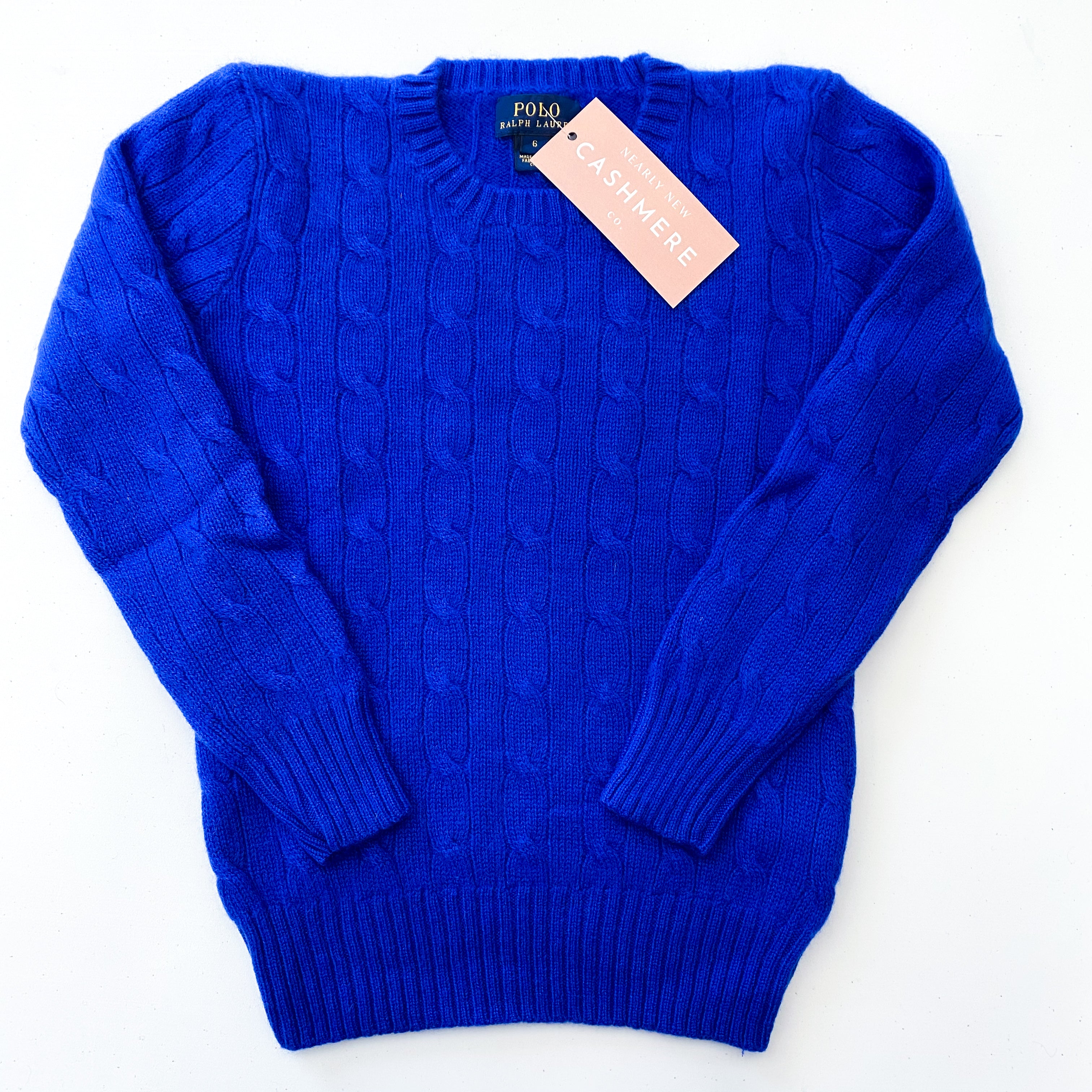 Children’s Admiral Blue Cable Cashmere Crew Neck Jumper Age 6