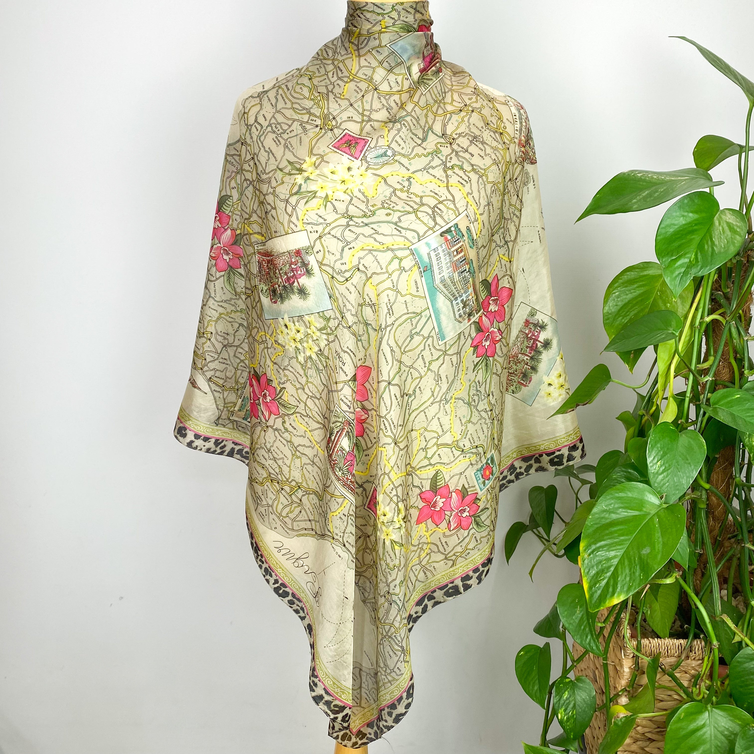 Lightweight Italian Map Silk Scarf