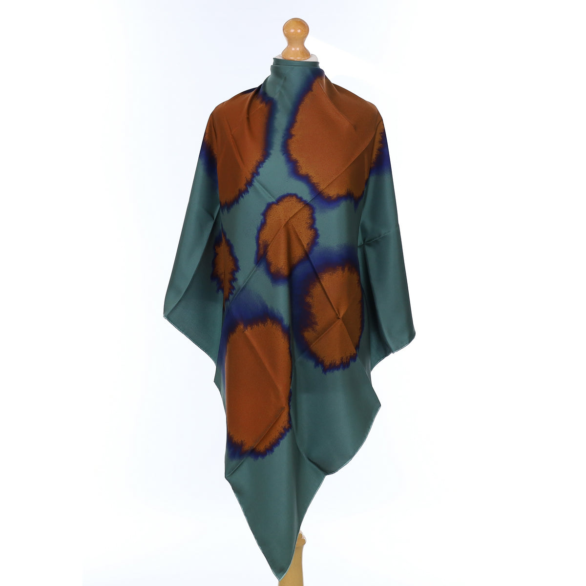 Brand New Italian Sea Green Colour Run Design Silk Scarf