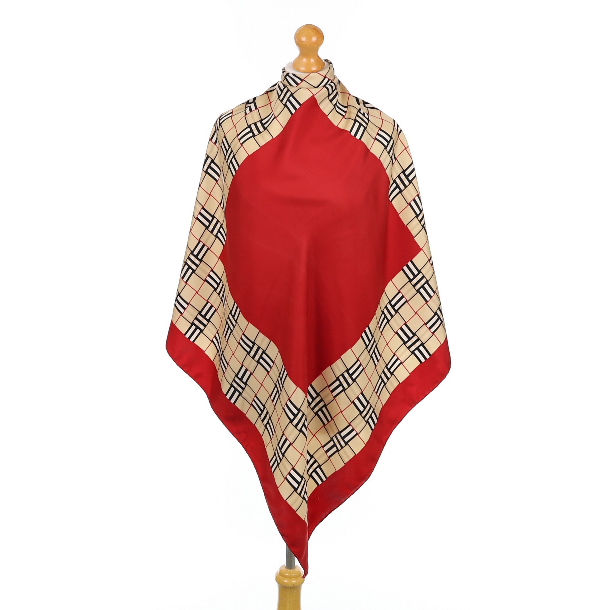 Burberry Red and Check Silk Scarf