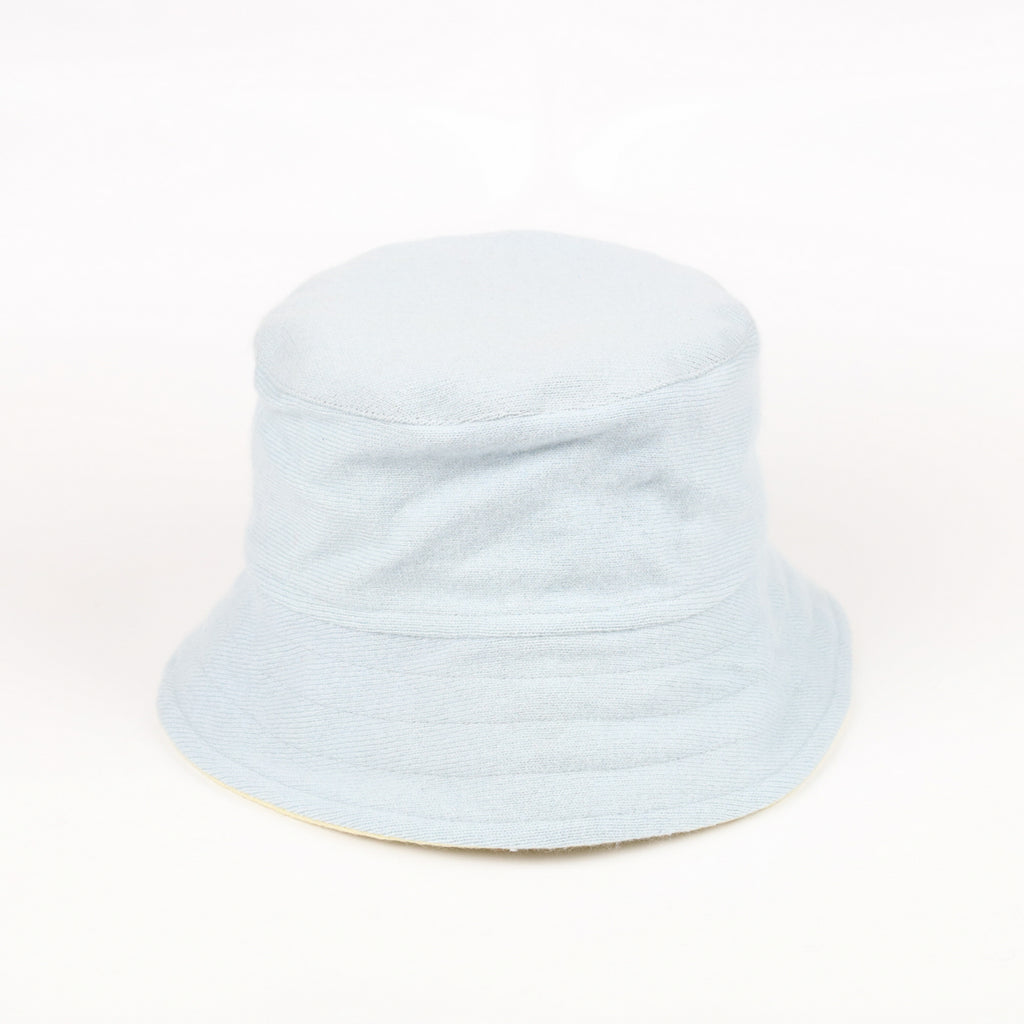 Sky Blue and Lemon Reversible Cashmere Bucket Hat Small