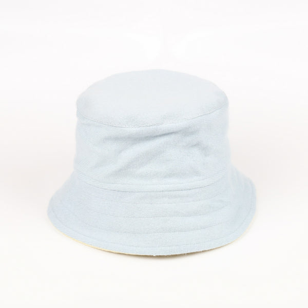 Sky Blue and Lemon Reversible Cashmere Bucket Hat Small