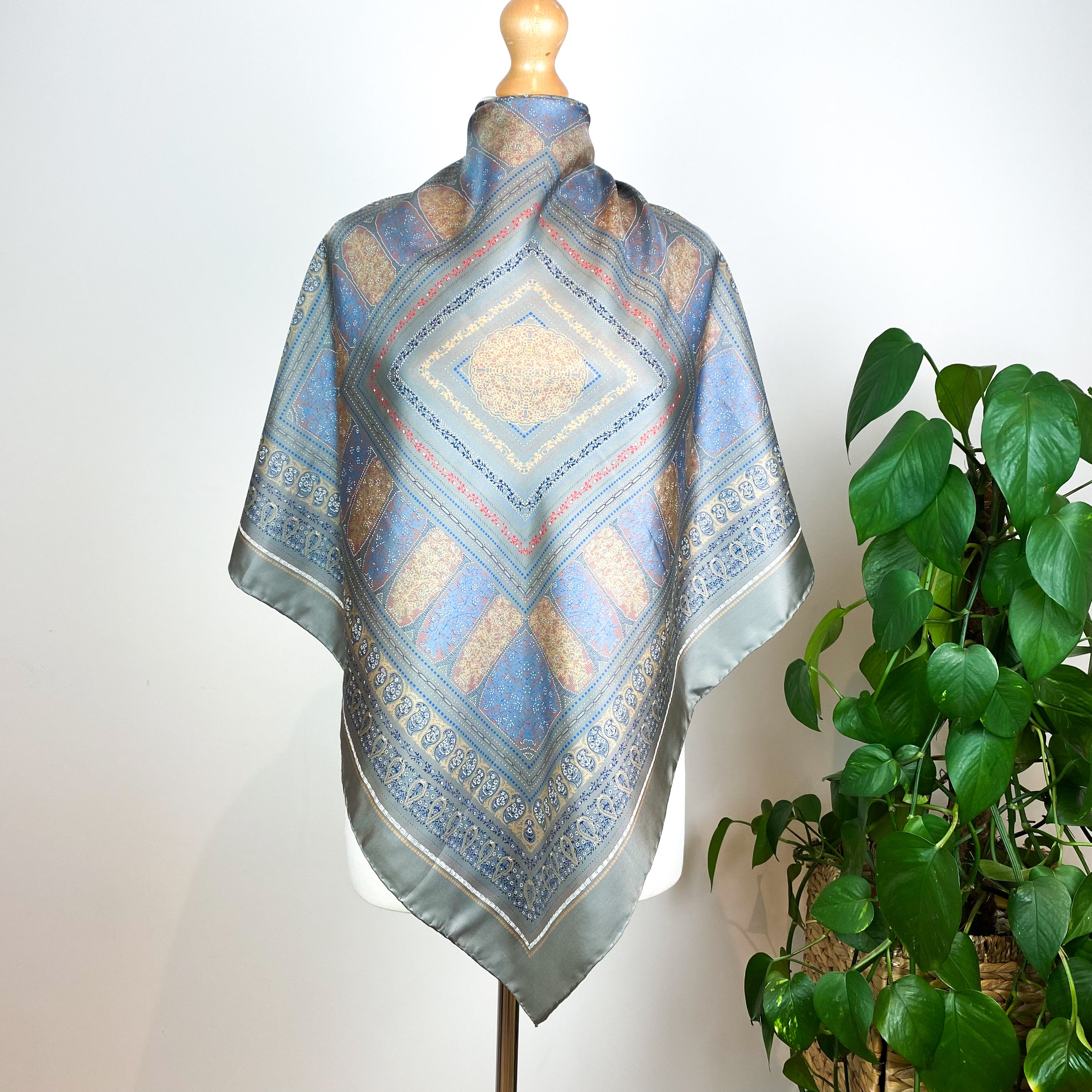 1970s Ostinelli Paisley Vintage Silk Scarf