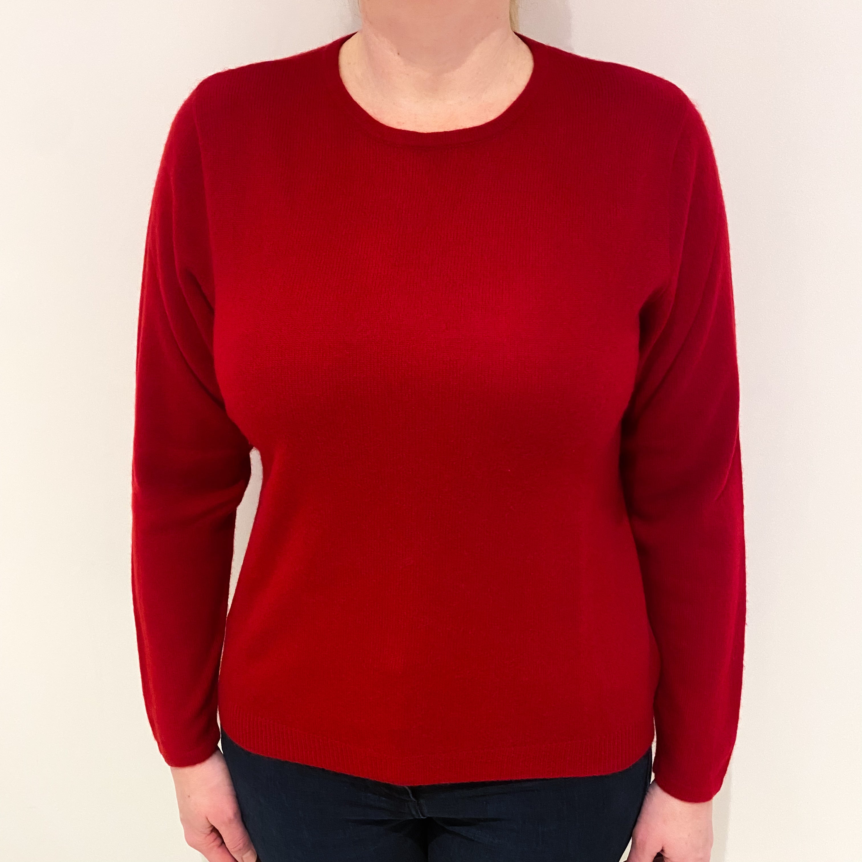 Postbox Red Cashmere Crew Neck Jumper Large