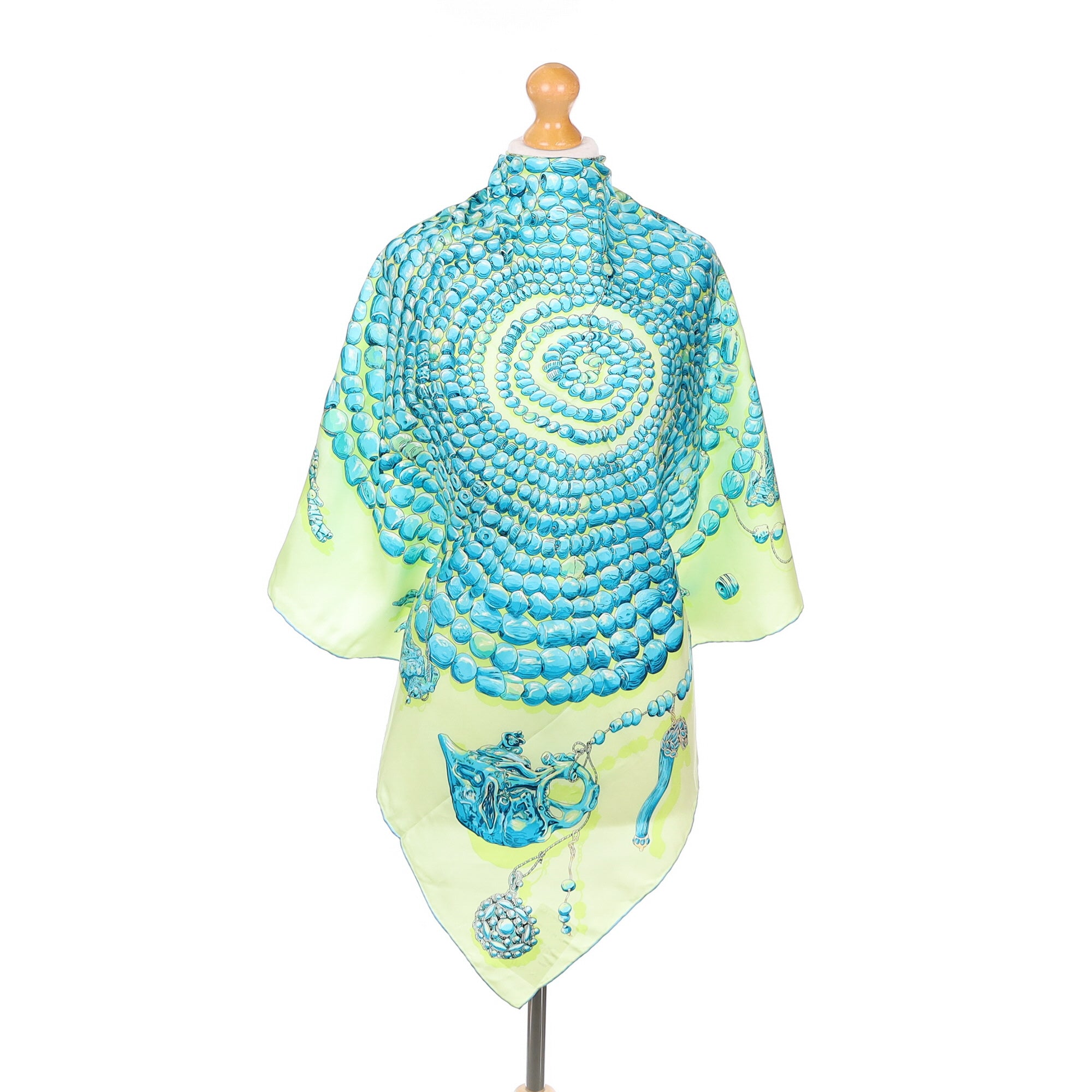 Turquoise Bead Design Silk Scarf
