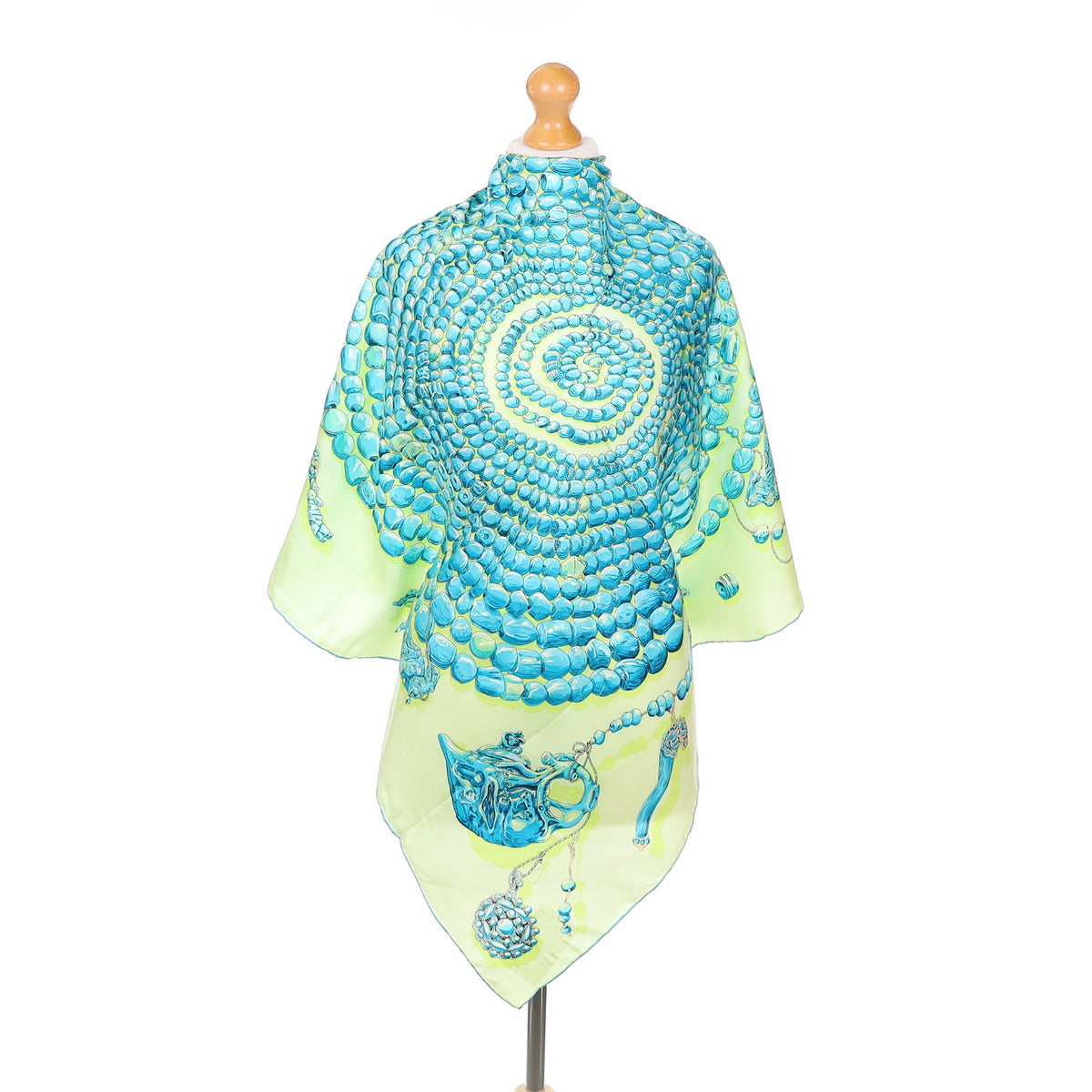 Turquoise Bead Design Silk Scarf