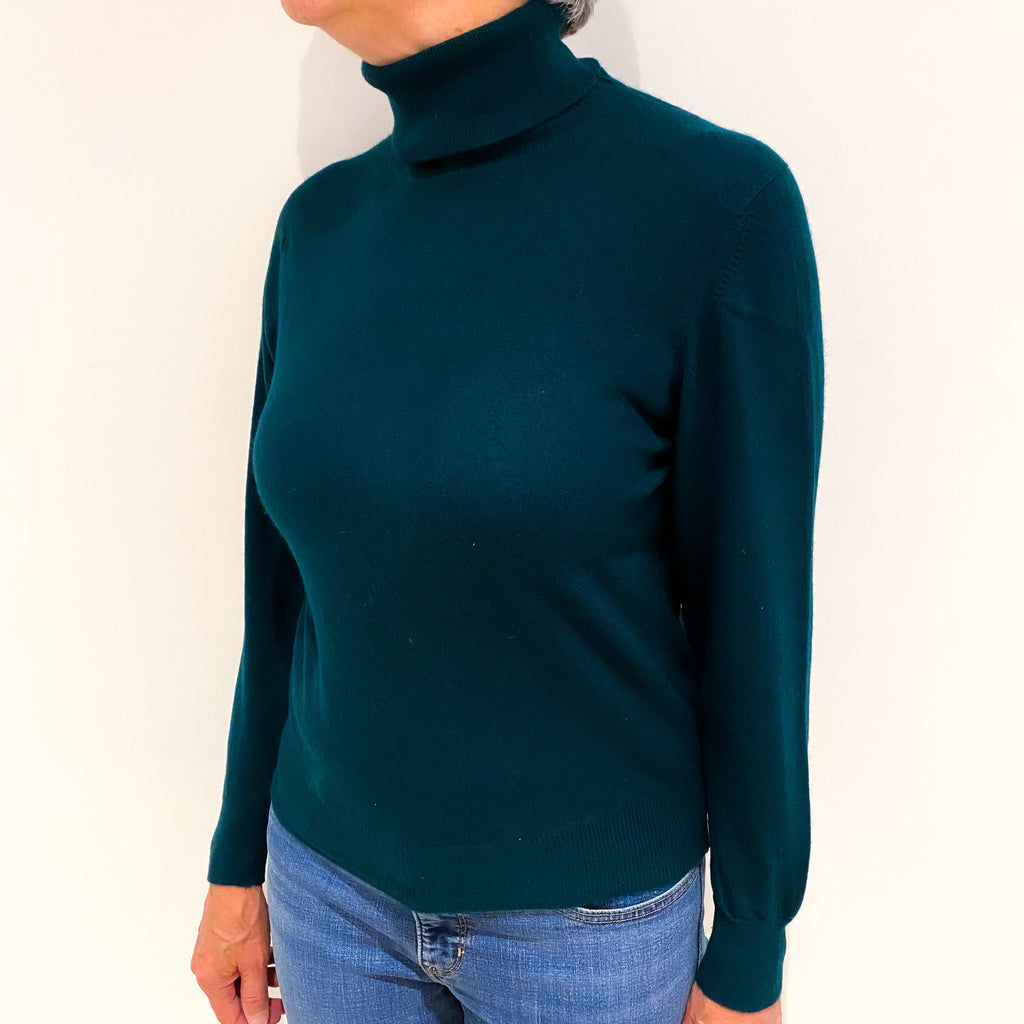 Bottle Green Cashmere Polo Neck Jumper Medium