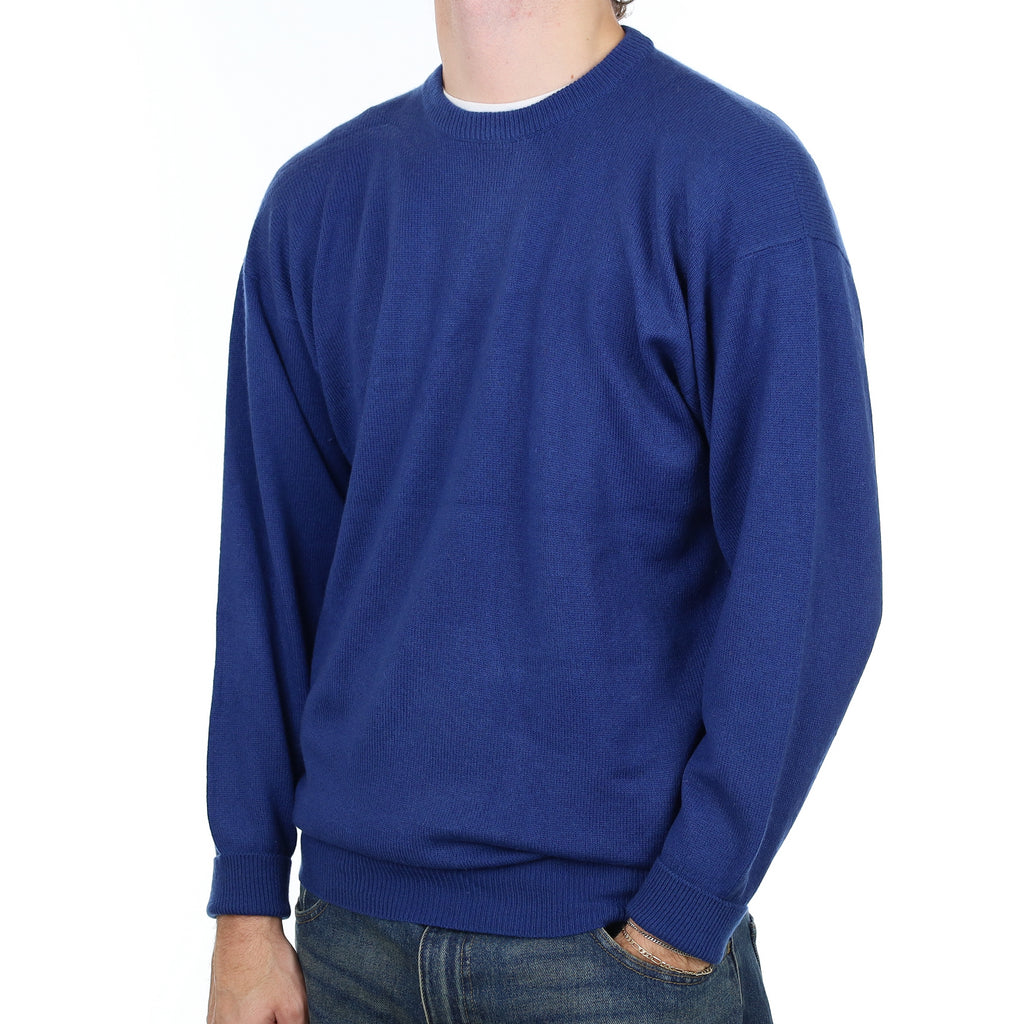 Men’s Scottish Chas N Whillans Blue Cashmere Crew Neck Jumper Large