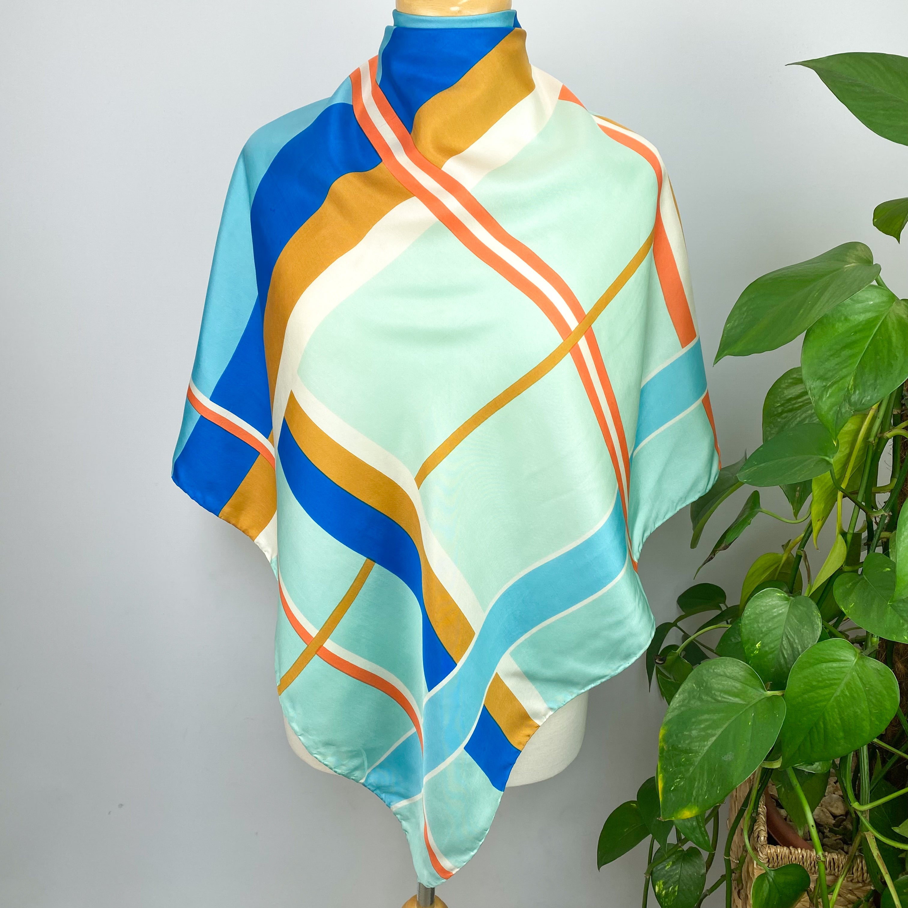 1970s Richard Allan Geometric Vintage Silk Scarf