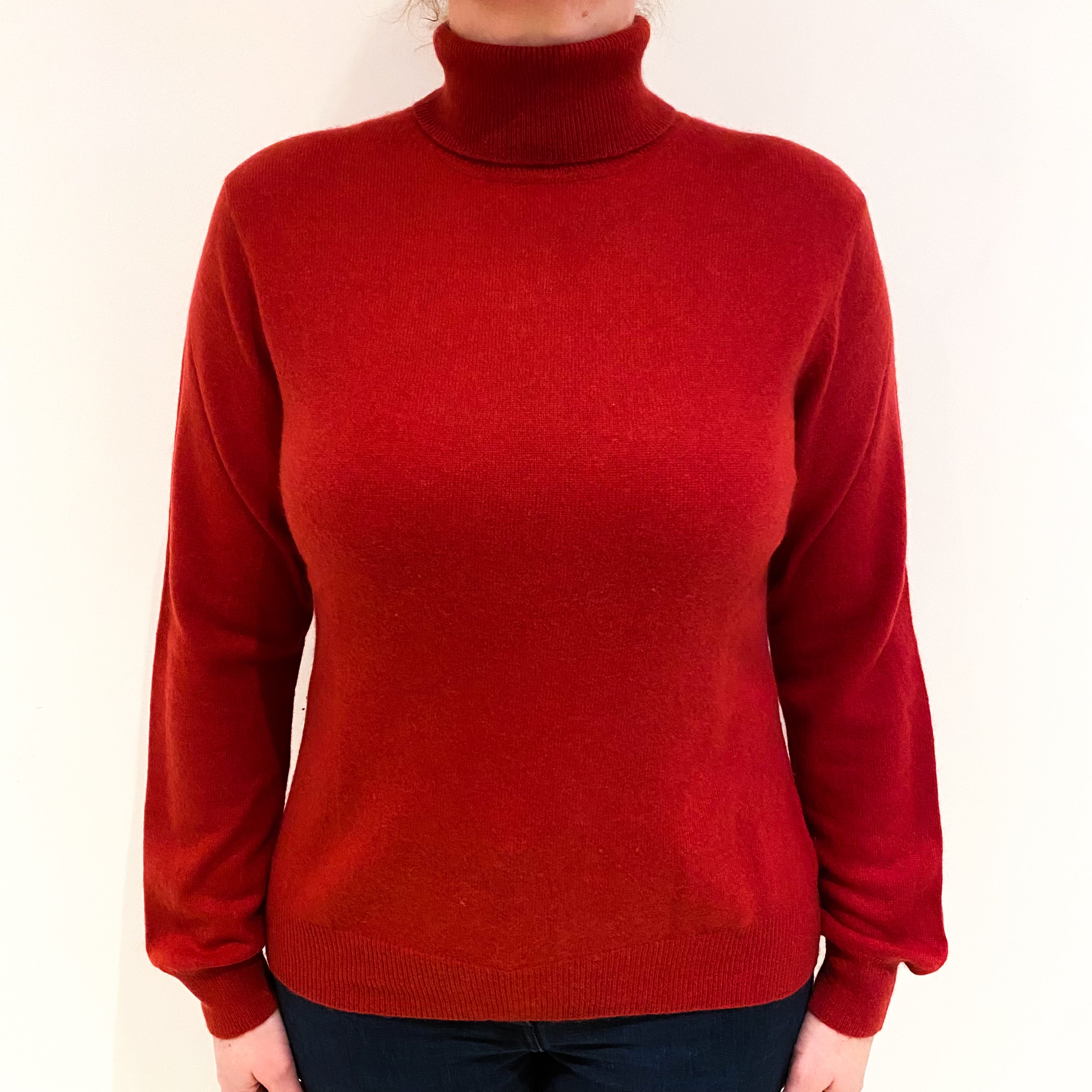 Crimson Red Polo Neck Jumper Large