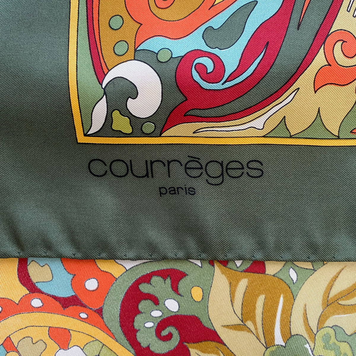 Immaculate Courrèges Paisley Designer Silk Scarf