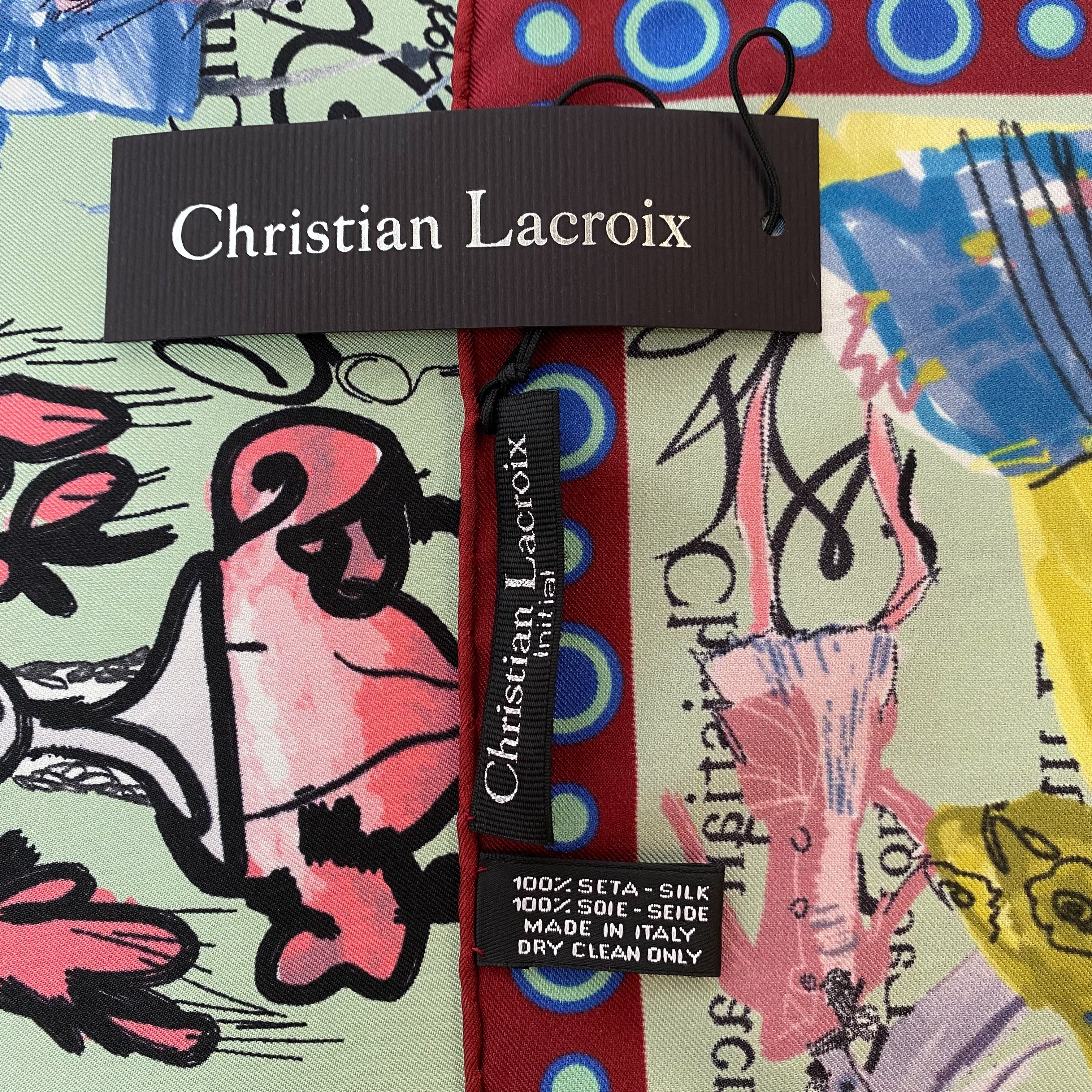 Brand New Christian Lacroix Graffiti Silk Scarf