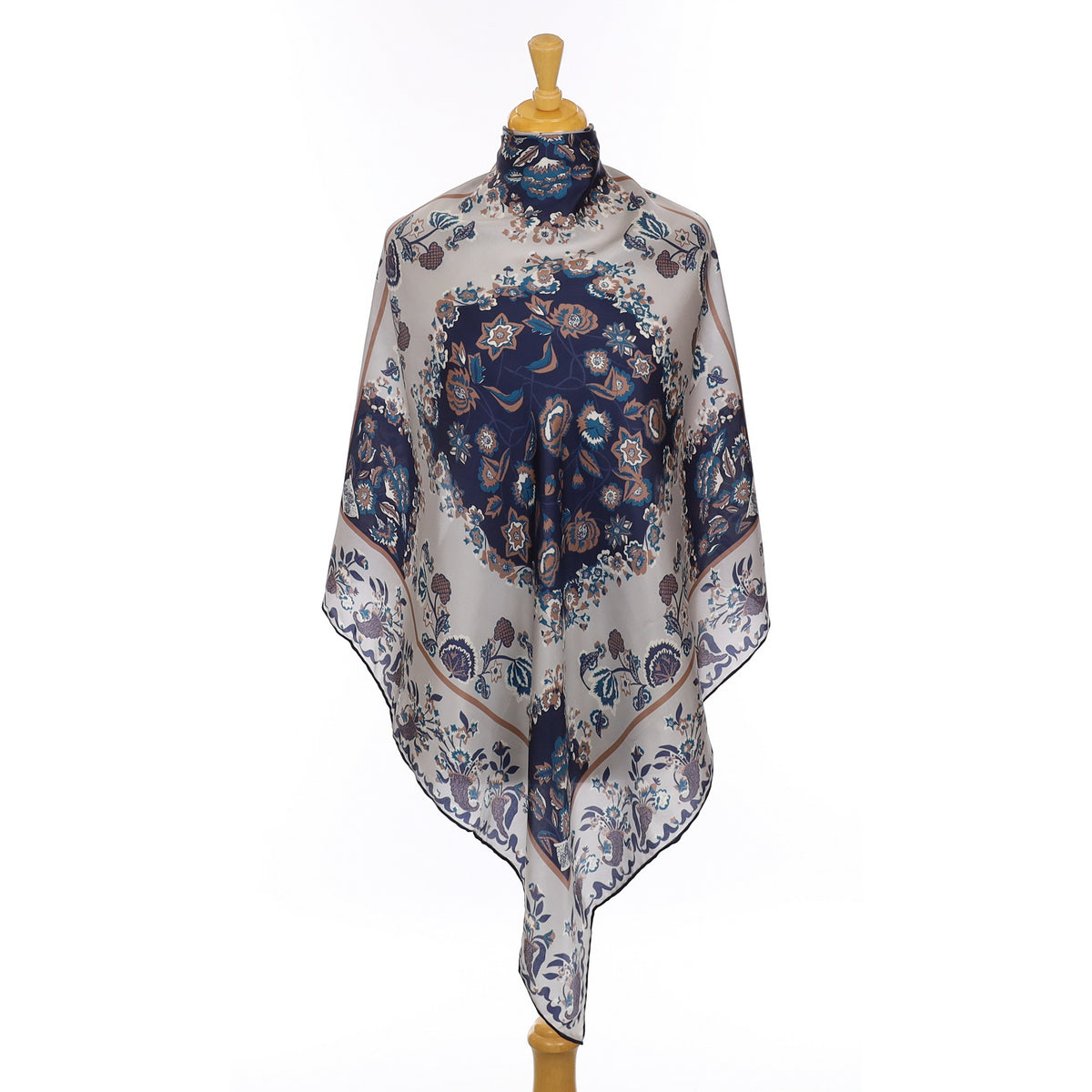 Beckford Blue Floral Vintage Silk Scarf