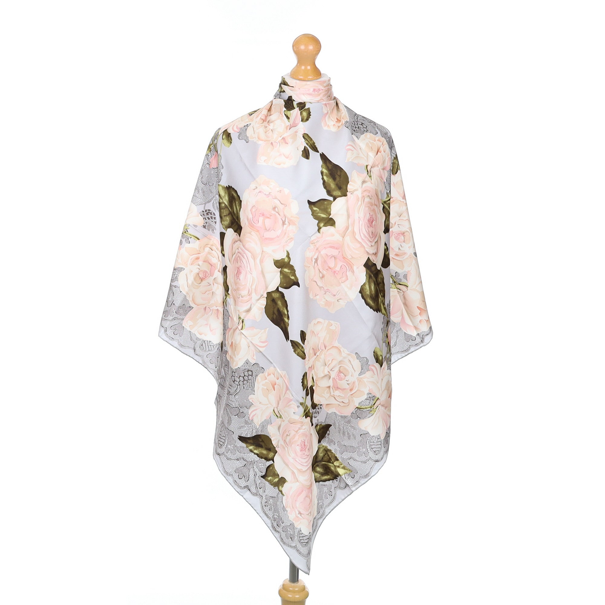 Shell Pink Floral Silk Scarf