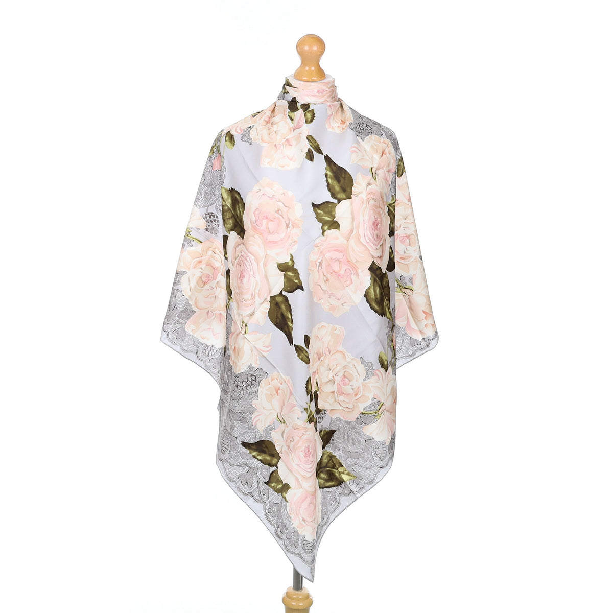 Shell Pink Floral Silk Scarf
