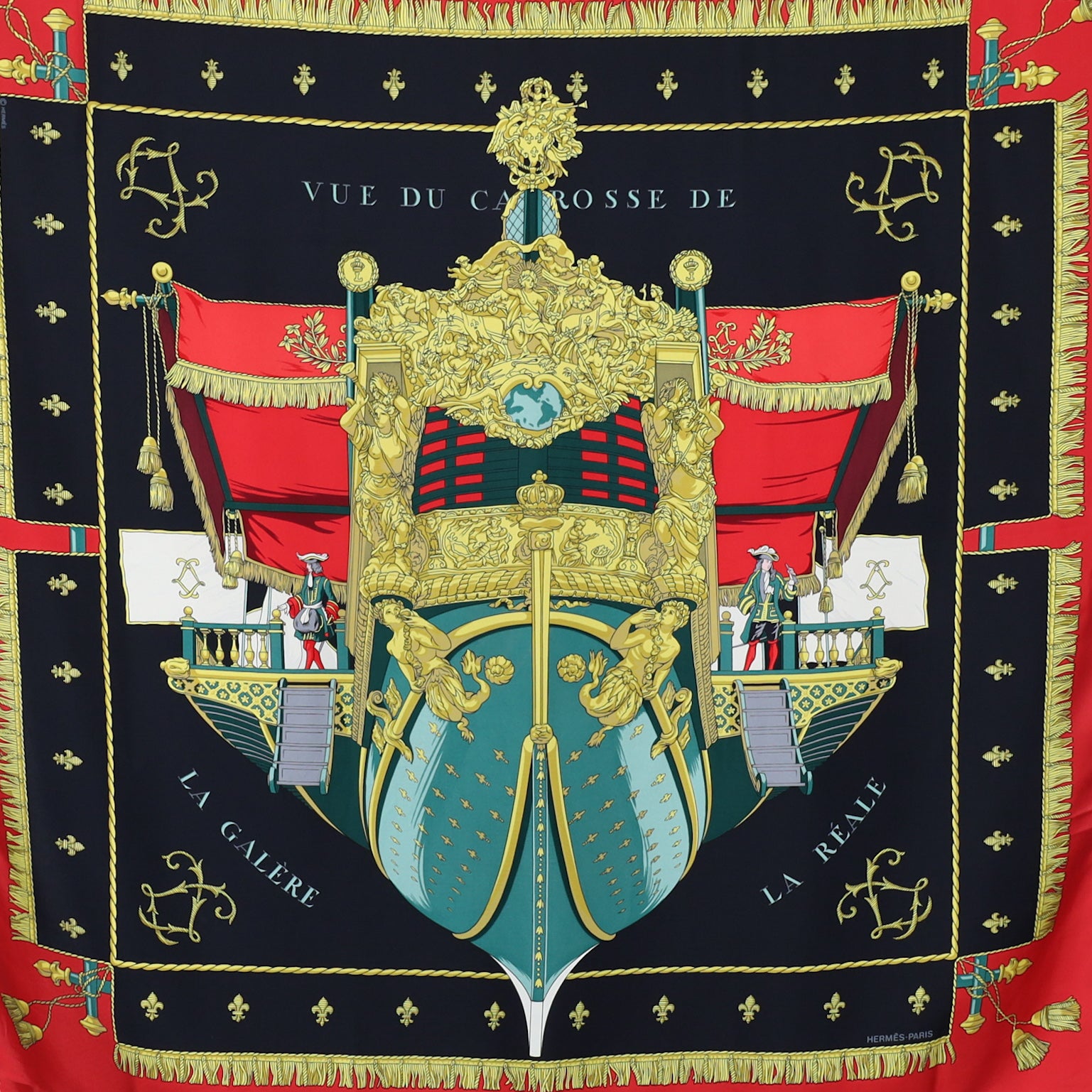 Hermès La Réale Vue Du Carrosse De La Galère Silk Scarf