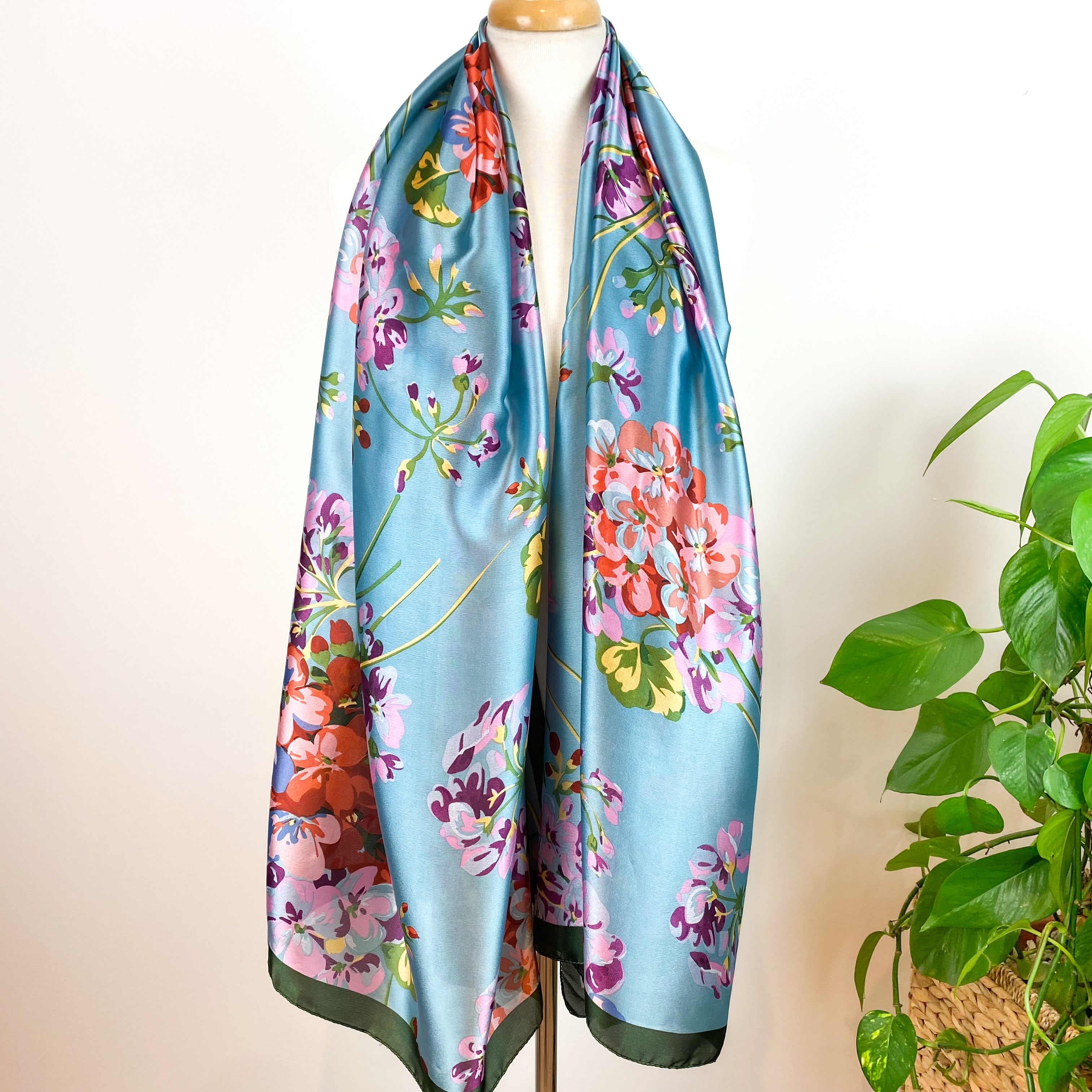 Modern Floral Wrap Style Silk Scarf