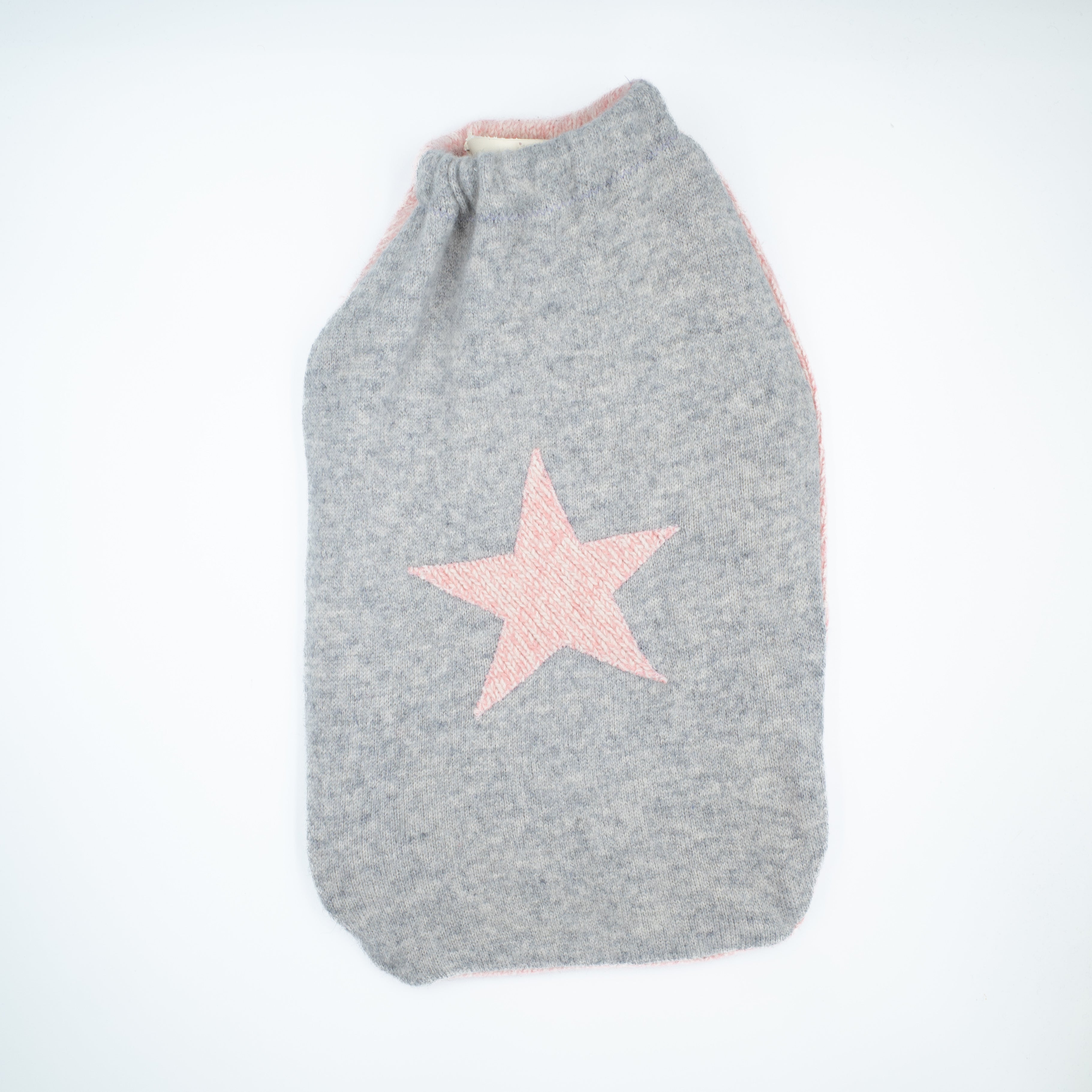 Pale Grey and Pink Star Cashmere Large Hot Water Bottle